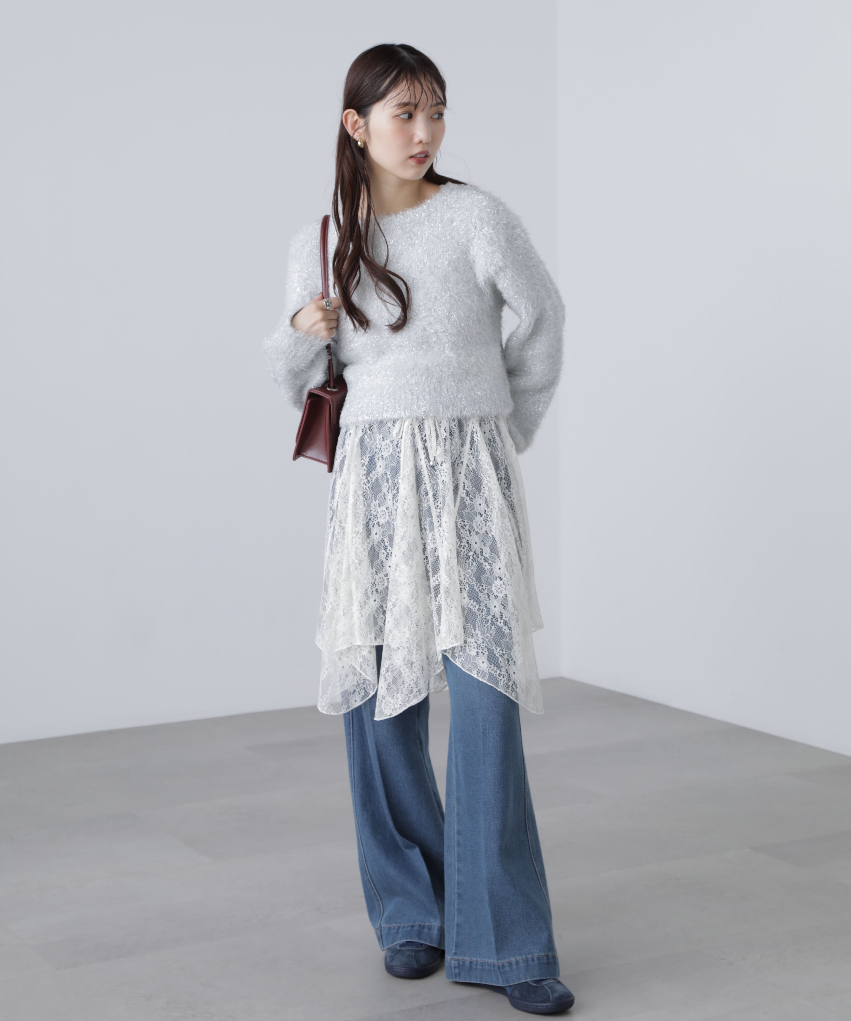  「ラメフェザープルオーバーニット」|ニット・セーター|