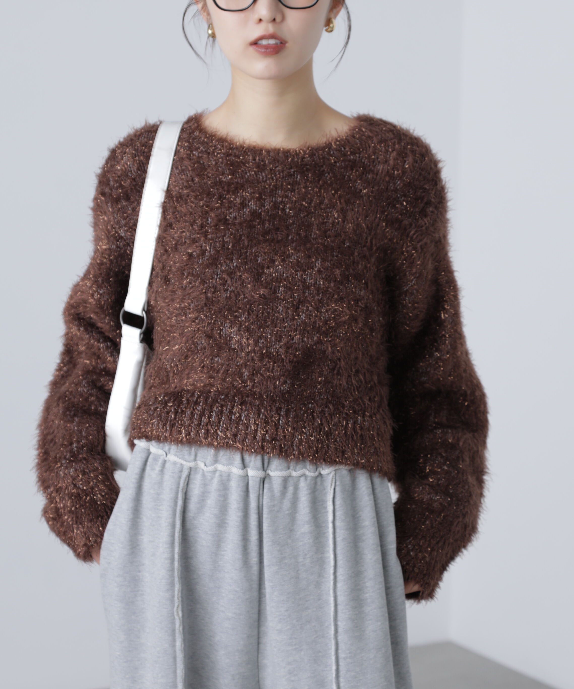  「ラメフェザープルオーバーニット」|ニット・セーター|