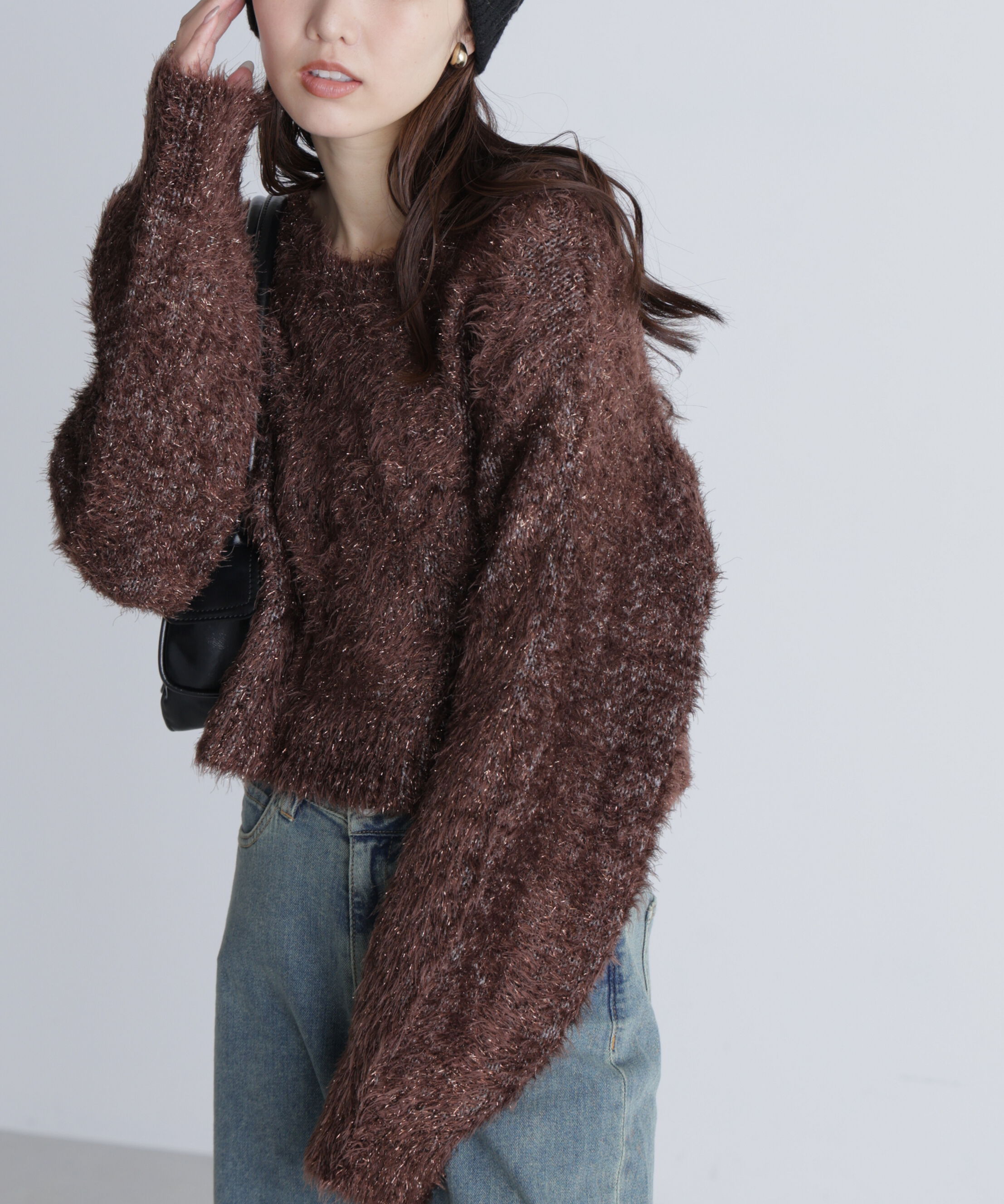  「ラメフェザープルオーバーニット」|ニット・セーター|