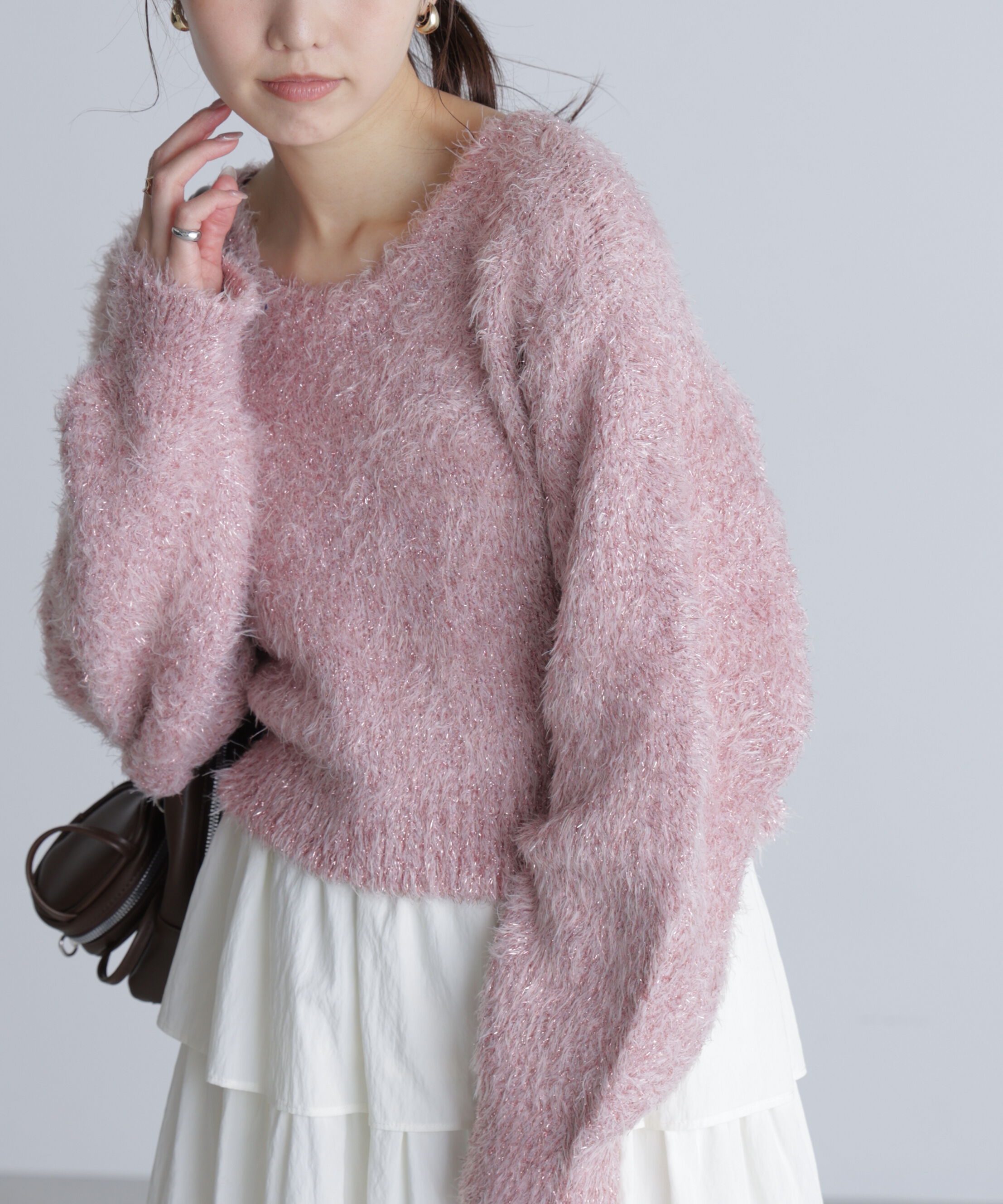  「ラメフェザープルオーバーニット」|ニット・セーター|