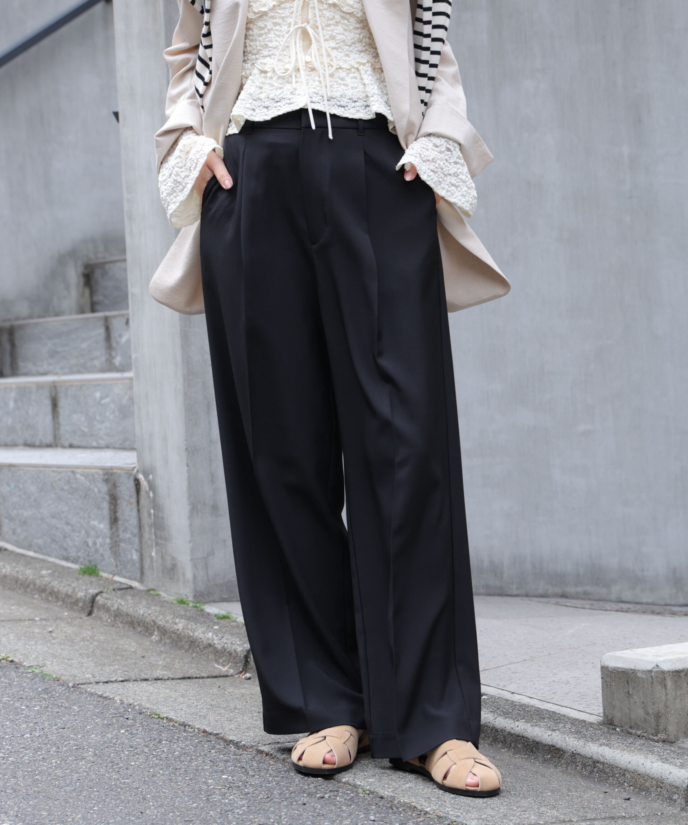  「ﾜﾝﾀｯｸﾜｲﾄﾞﾊﾟﾝﾂ[切らずに履ける身長別ｻｲｽﾞ/低身長/高身 」|その他|