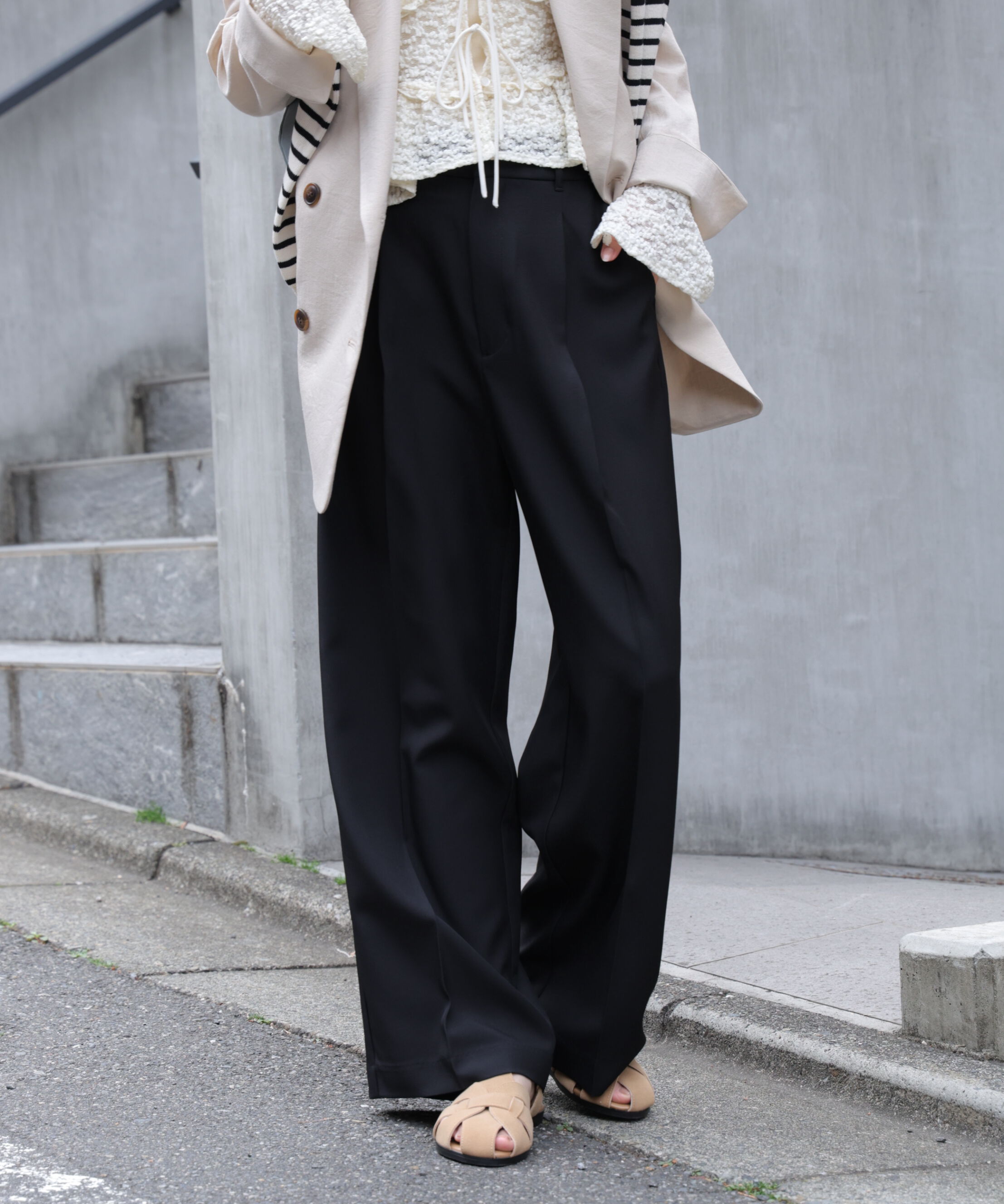  「ﾜﾝﾀｯｸﾜｲﾄﾞﾊﾟﾝﾂ[切らずに履ける身長別ｻｲｽﾞ/低身長/高身 」|その他|