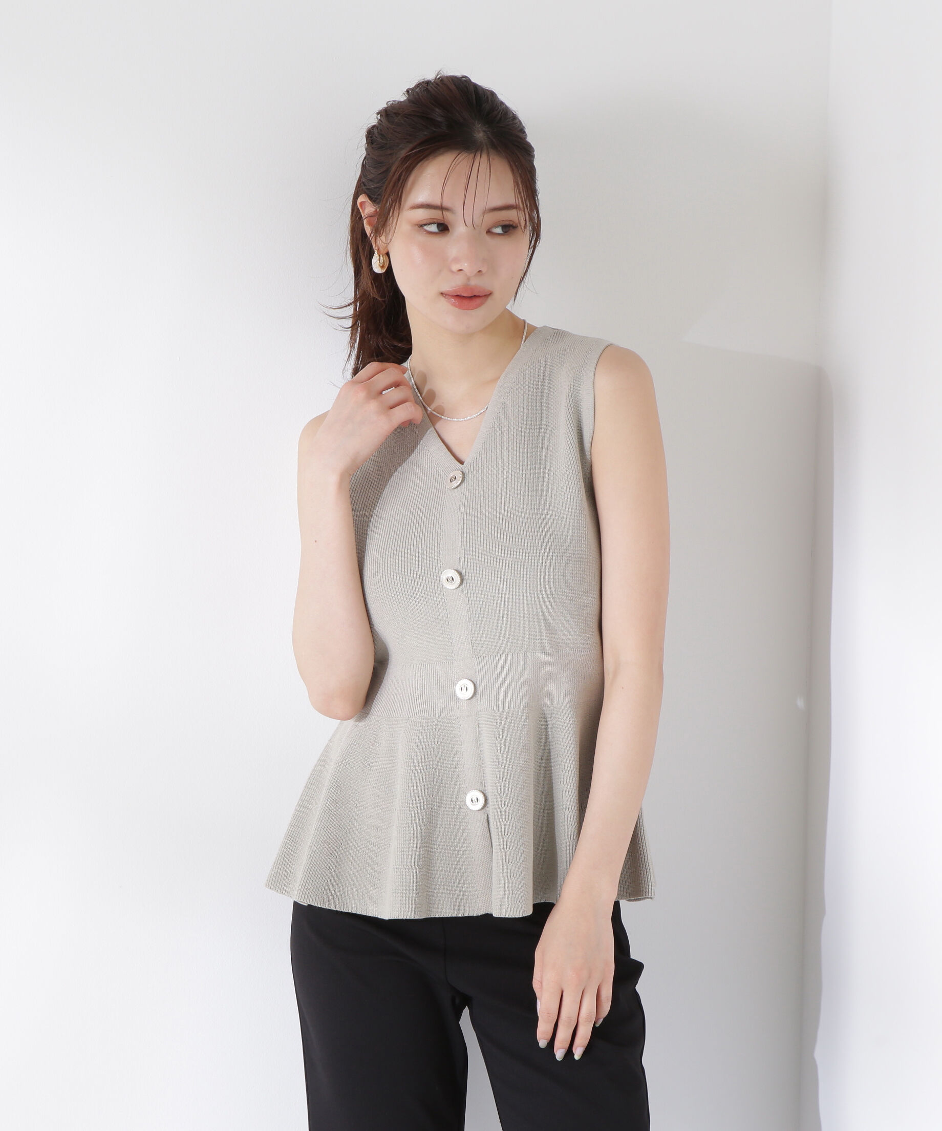 PROPORTION BODY DRESSING「畦ペプラムプルオーバー」|ニット・セーター|