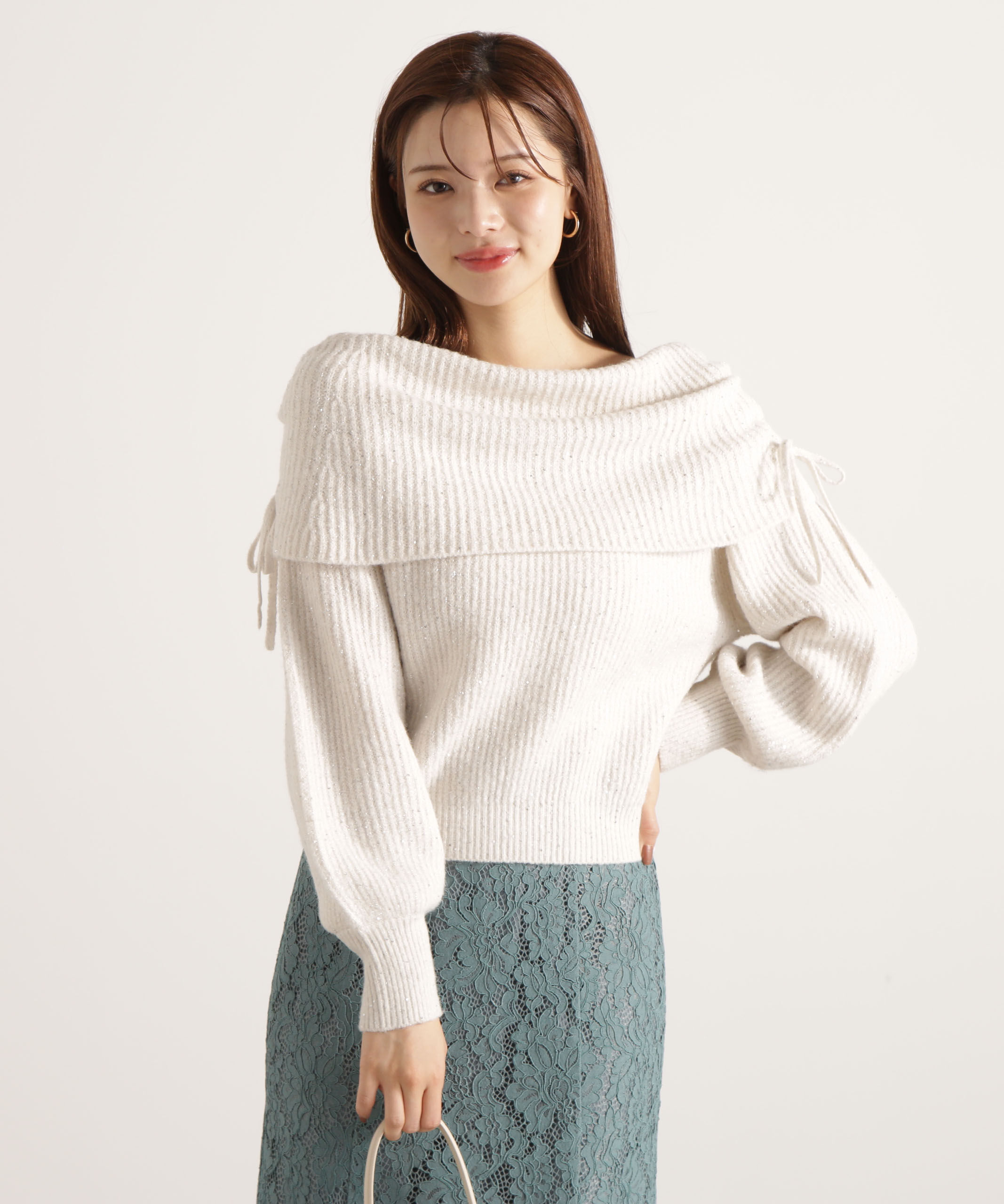 PROPORTION BODY DRESSING「リボン付きオフショルニット 25AW」|ニット・セーター|