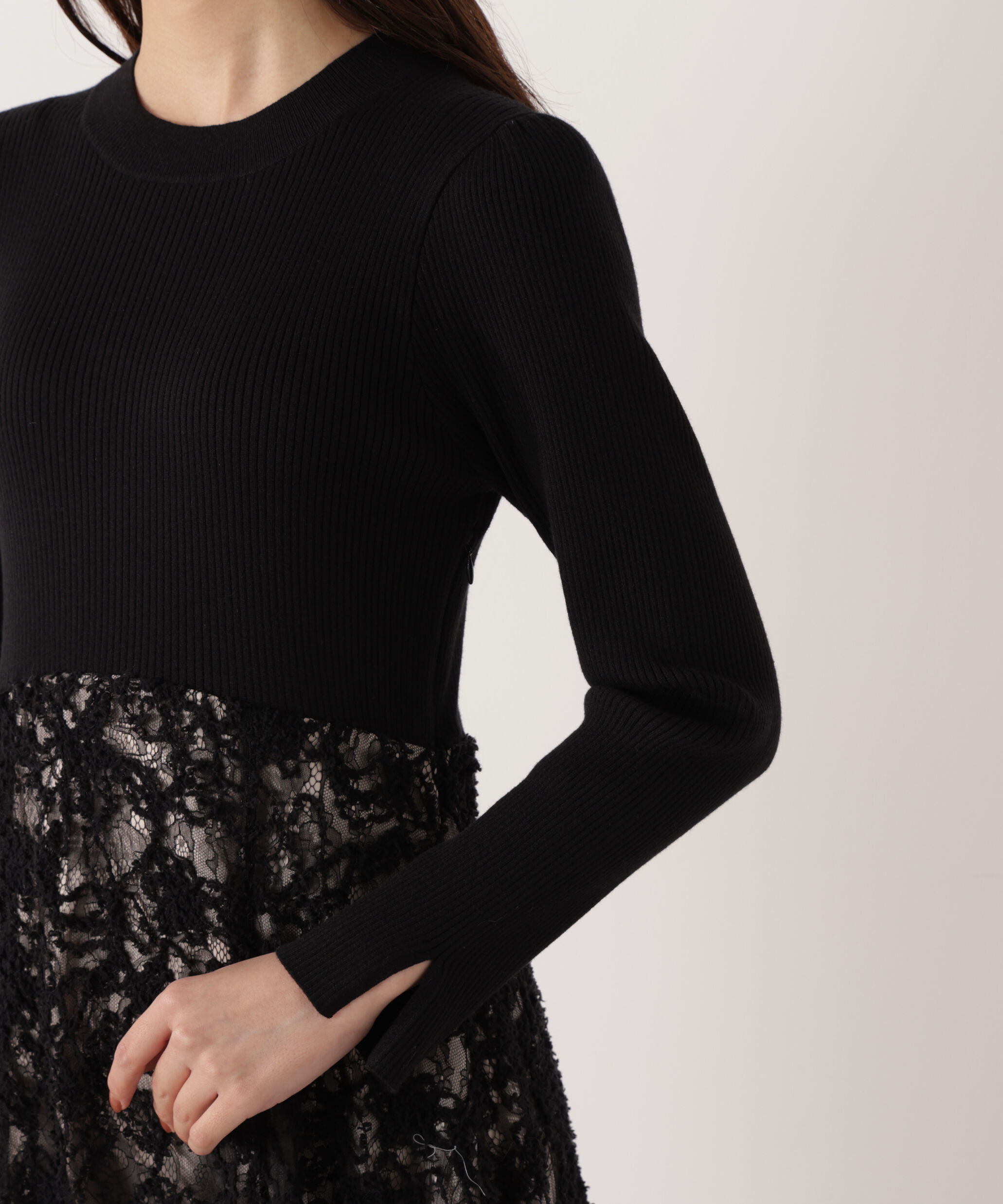 PROPORTION BODY DRESSING「レースドッキングニットワンピース 26SS」|ワンピース|