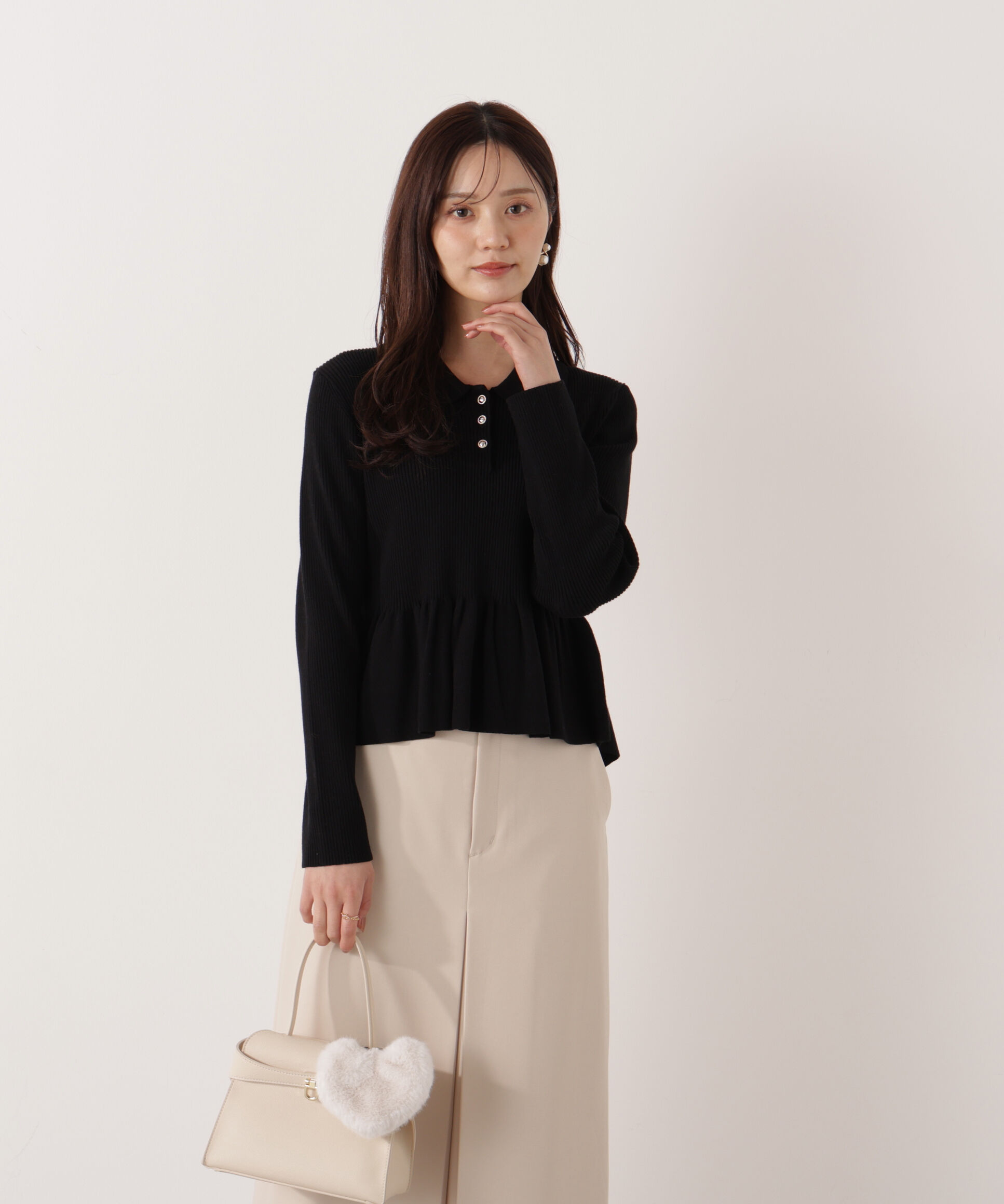 PROPORTION BODY DRESSING「＜ハンドウォッシャブル＞ペプラムポロニット 26SS」|ニット・セーター|