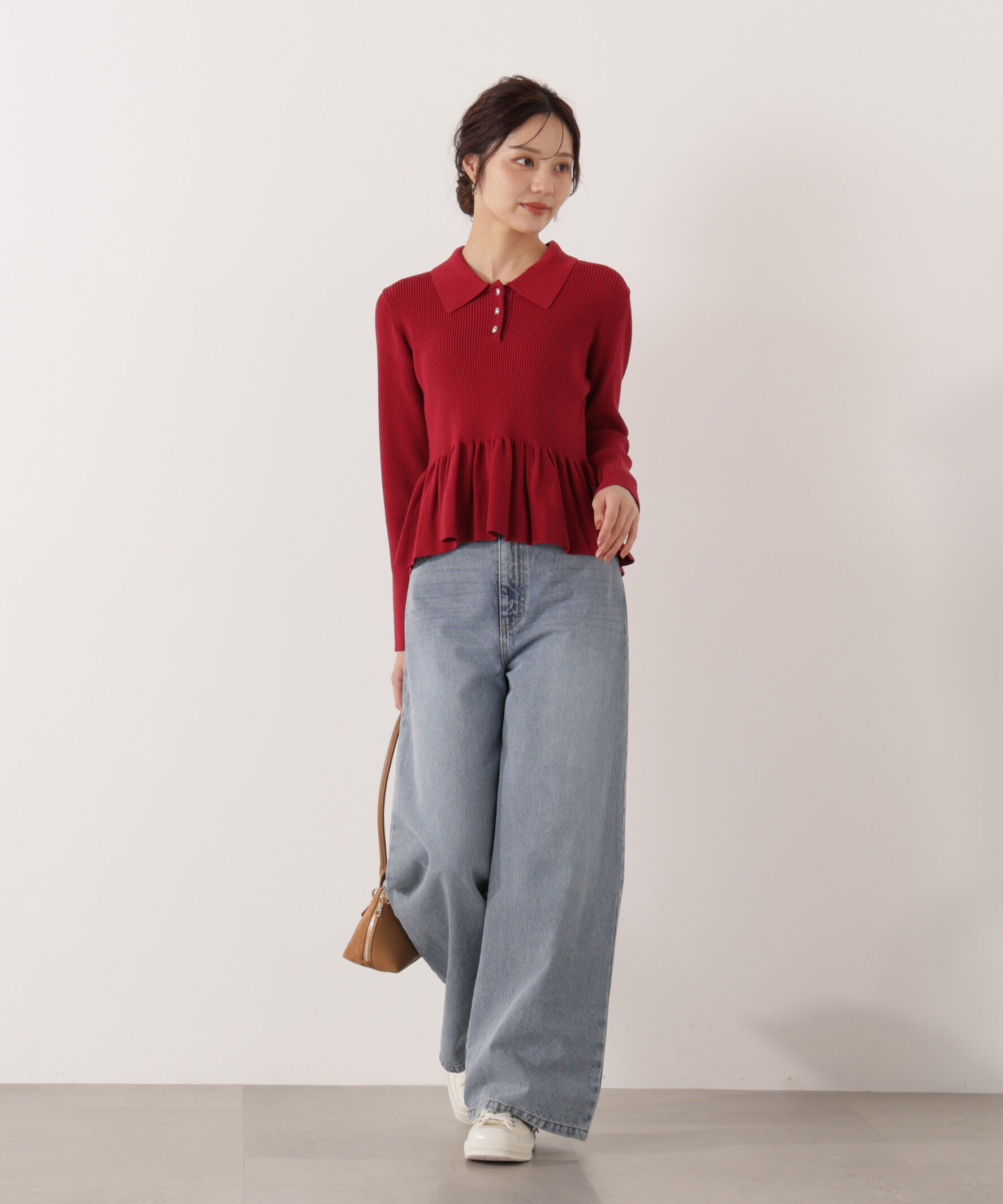 PROPORTION BODY DRESSING「＜ハンドウォッシャブル＞ペプラムポロニット 26SS」|ニット・セーター|