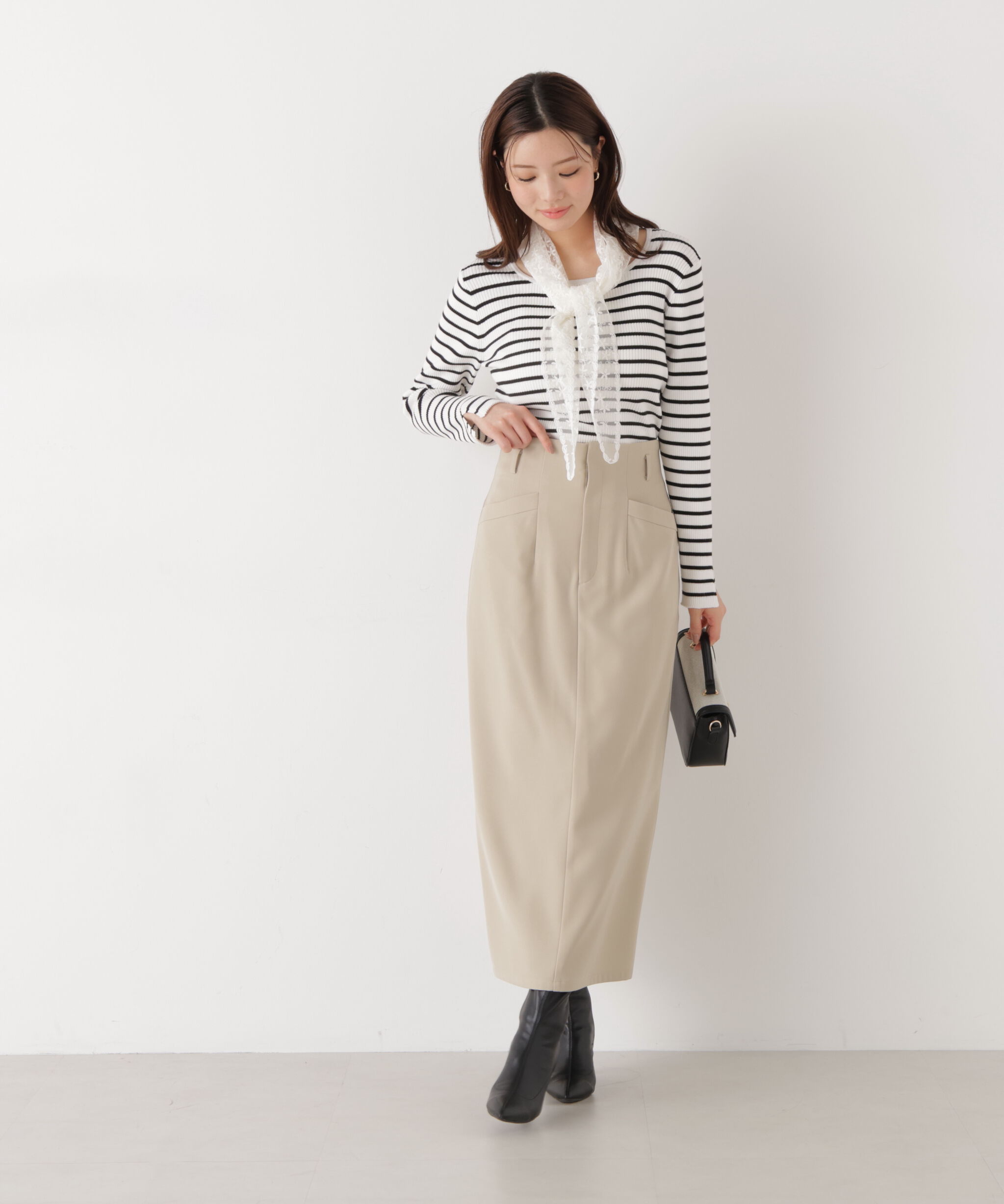 PROPORTION BODY DRESSING「〈a/mie〉ベーシックナロースカート　26SS」|スカート|