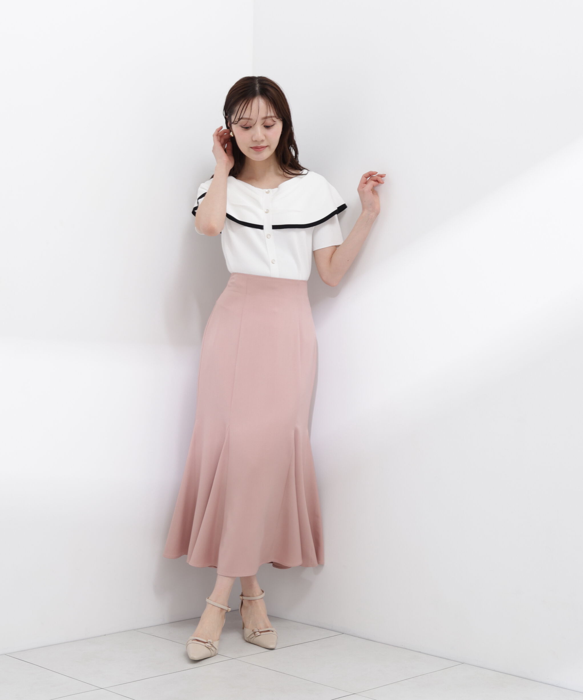 PROPORTION BODY DRESSING「トリムラインケープニットトップス 26SS」|ニット・セーター|