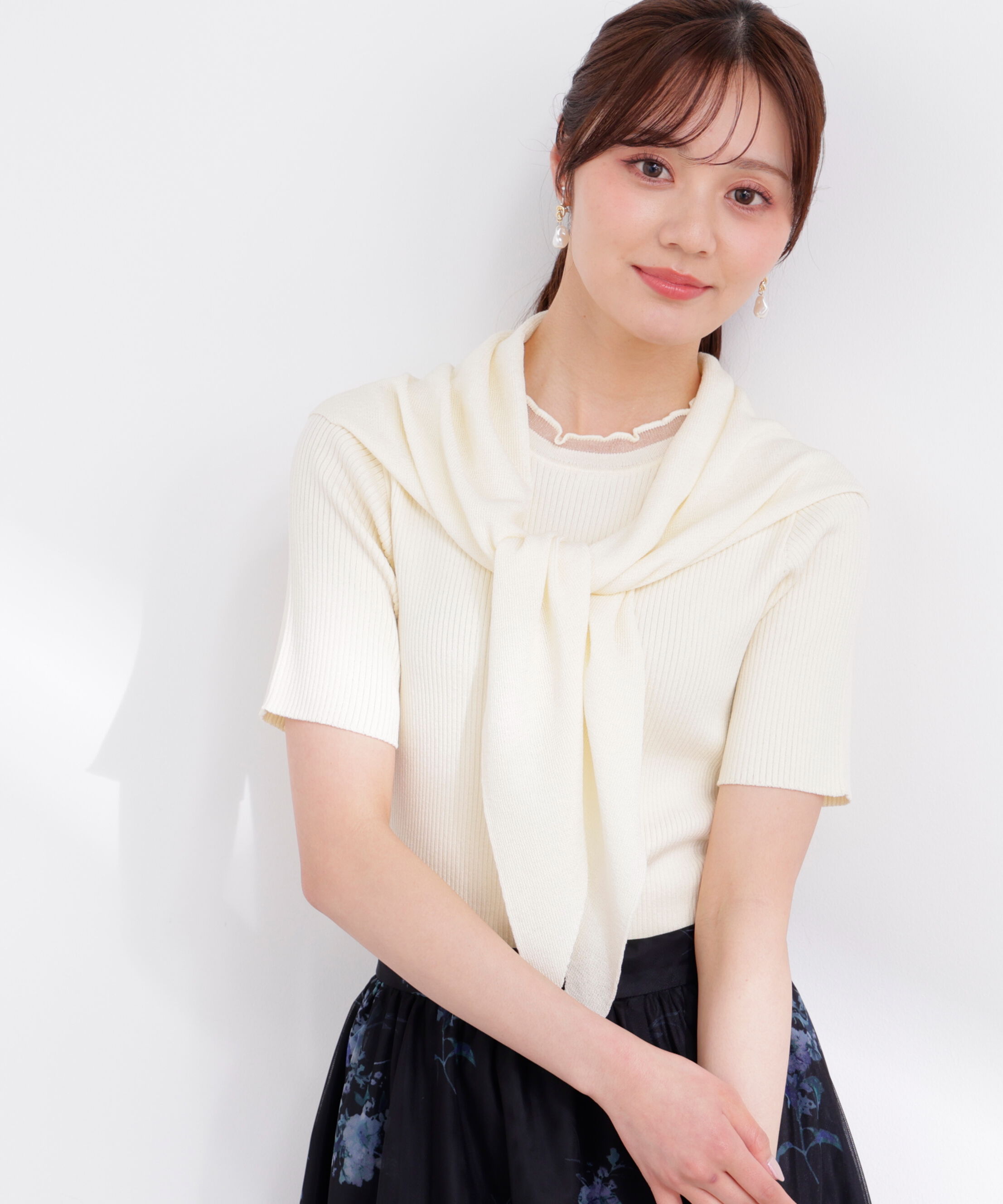 PROPORTION BODY DRESSING「トライアングルスカーフ付きニット 26SS」|ニット・セーター|