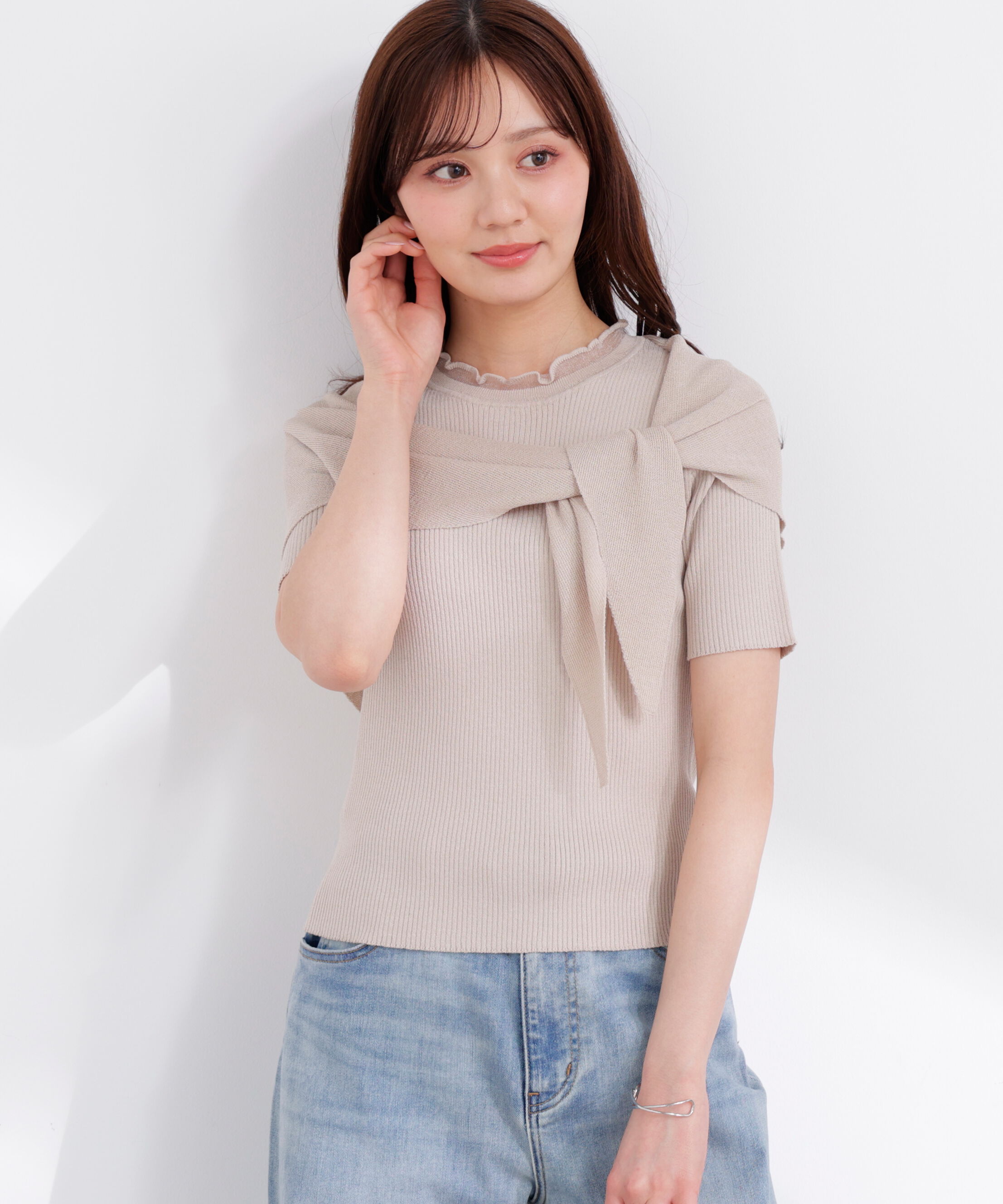 PROPORTION BODY DRESSING「トライアングルスカーフ付きニット 26SS」|ニット・セーター|