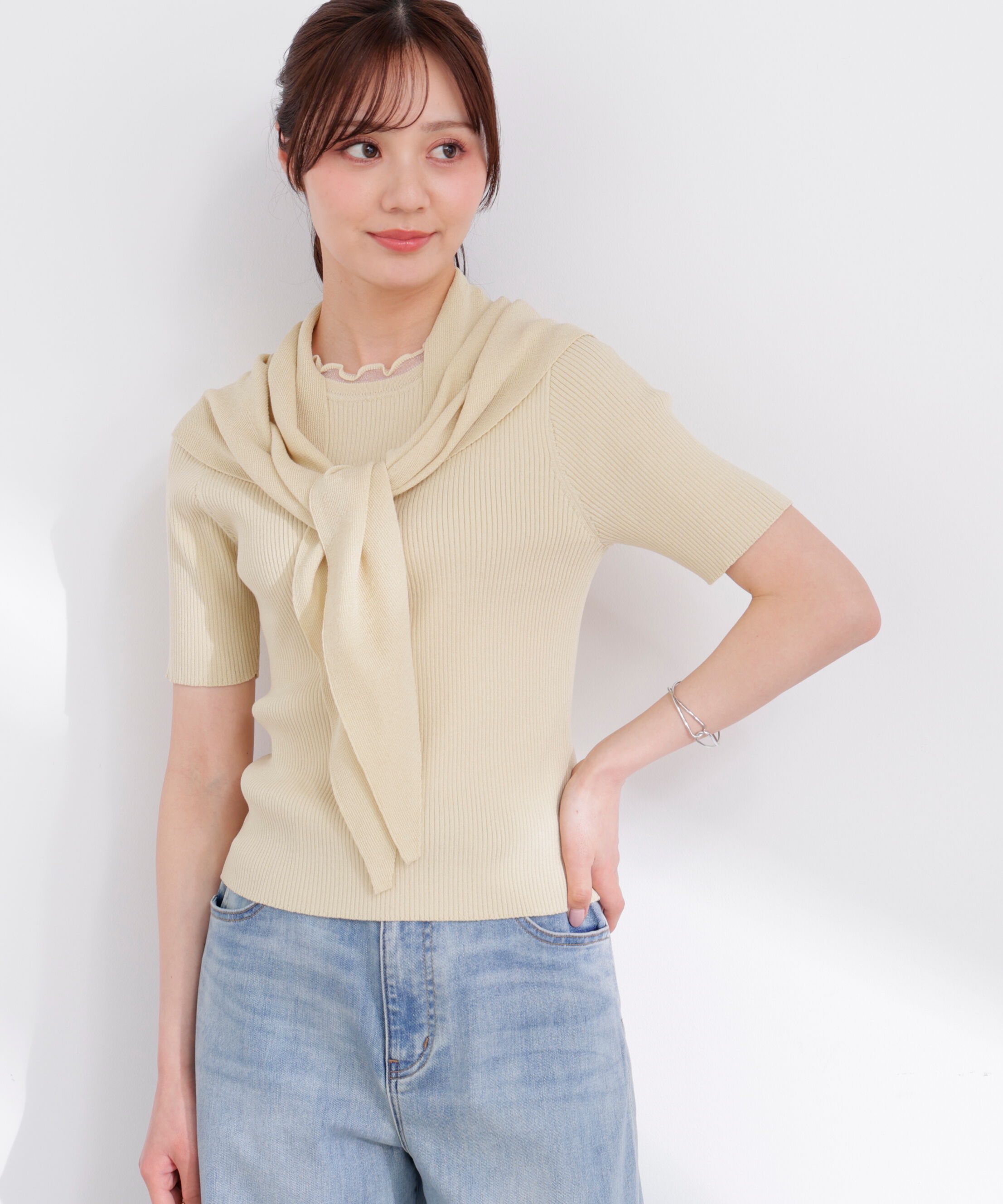 PROPORTION BODY DRESSING「トライアングルスカーフ付きニット 26SS」|ニット・セーター|