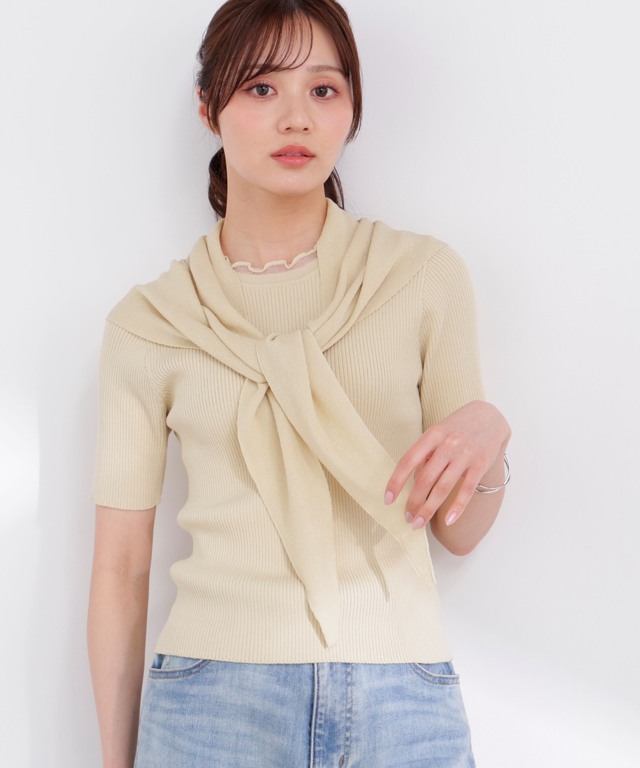 PROPORTION BODY DRESSING「トライアングルスカーフ付きニット 26SS」|ニット・セーター|