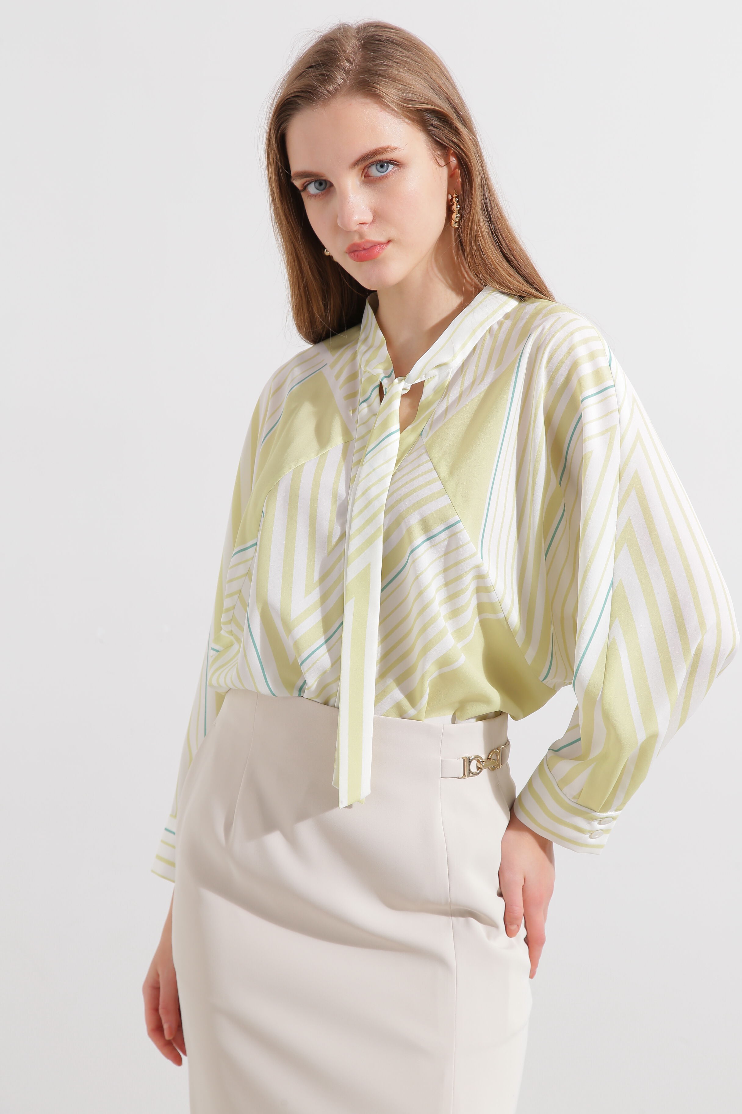  「◆トライアングルボーダープリントブラウス」|シャツ・ブラウス|