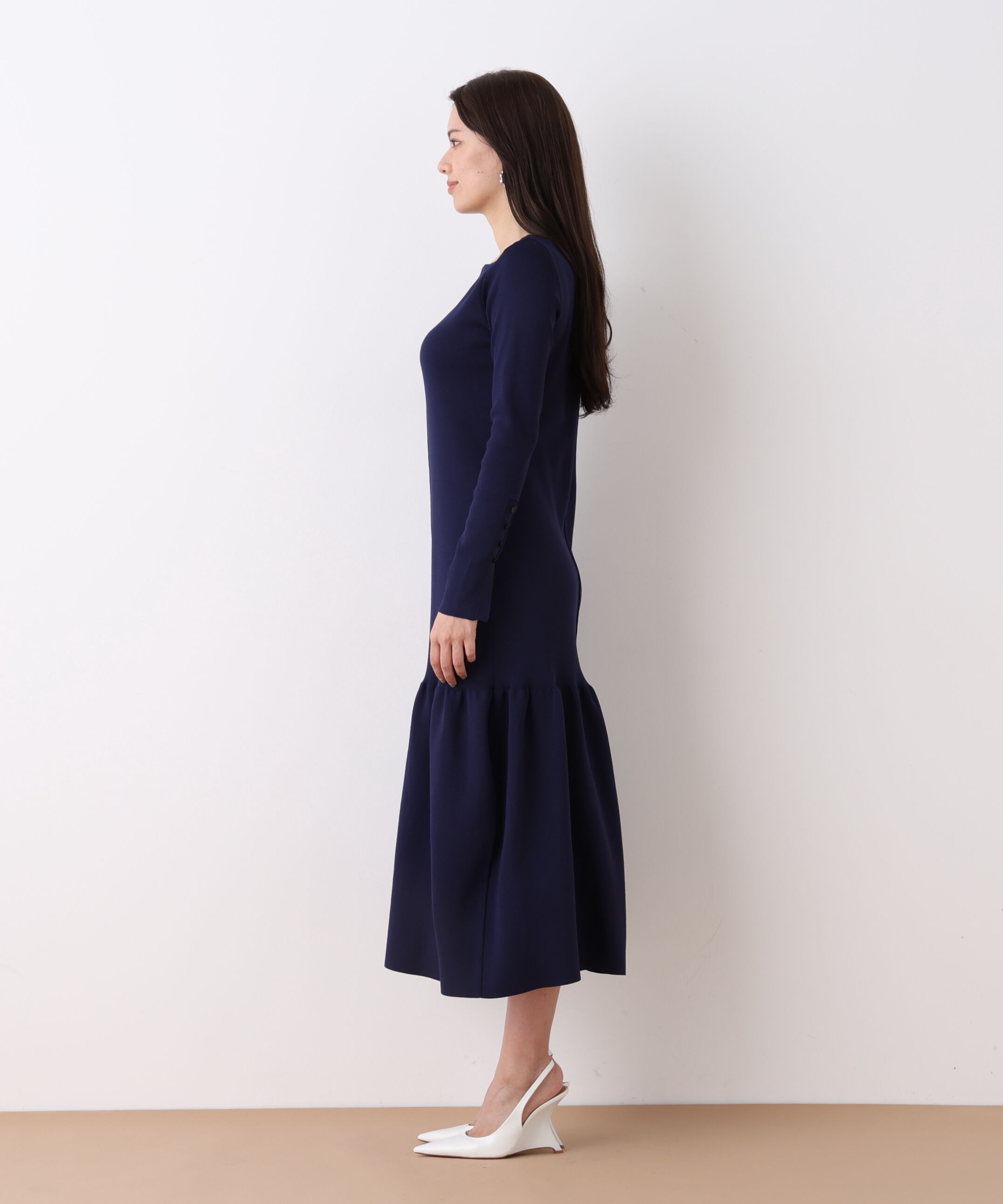  「ボートネックマーメイドニットワンピース」|ワンピース|