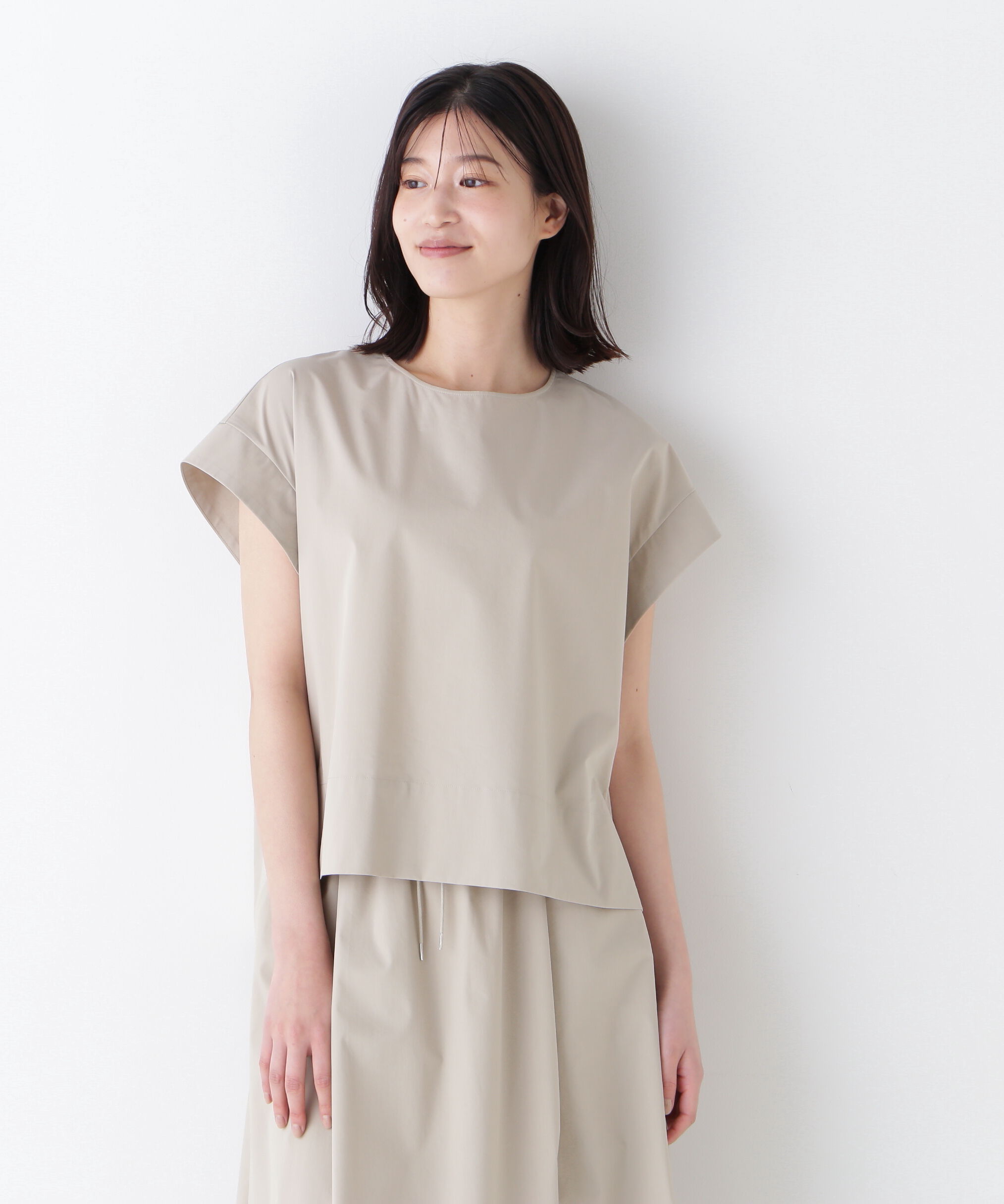  「◆ｺｯﾄﾝﾎﾟﾘｴｽﾃﾙｳｪｻﾞｰｽﾄﾚｯﾁﾌﾚﾝﾁｽﾘｰﾌﾞﾌﾟ 」|シャツ・ブラウス|