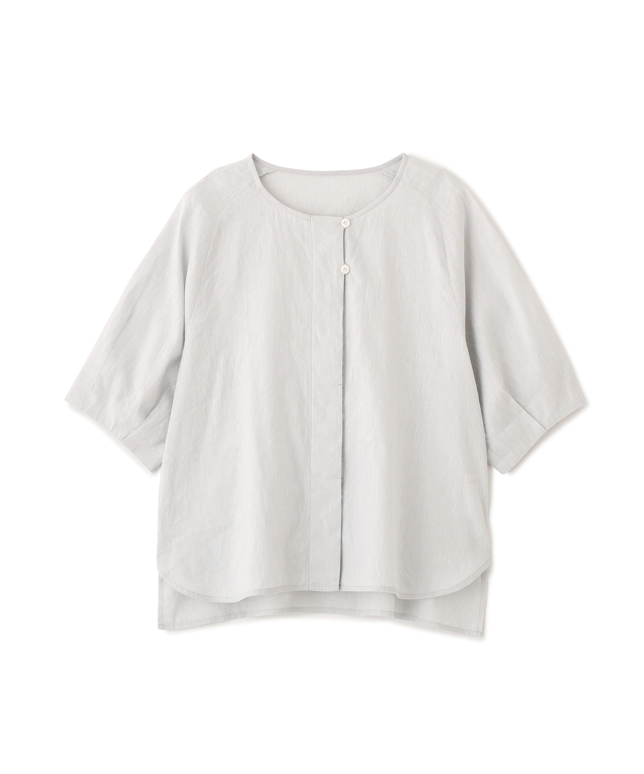  「リネンコットンシャンブレータックスリーブブラウス」|シャツ・ブラウス|