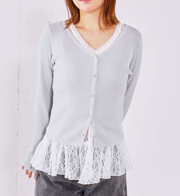 archives「レイヤードレースＴＯＰＳ&times;ニットカーディガンＳＥＴ」|カーディガン|