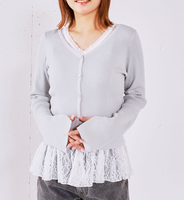 archives「レイヤードレースＴＯＰＳ&times;ニットカーディガンＳＥＴ」|カーディガン|