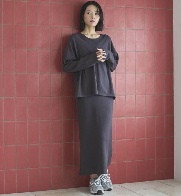 Doux archives「ＶネックニットＳＥＴリブワンピース」|ワンピース|