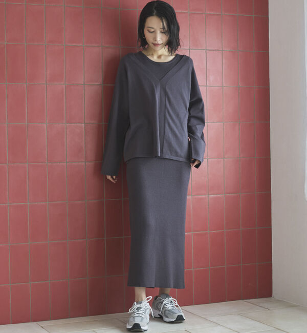 Doux archives「ＶネックニットＳＥＴリブワンピース」|ワンピース|