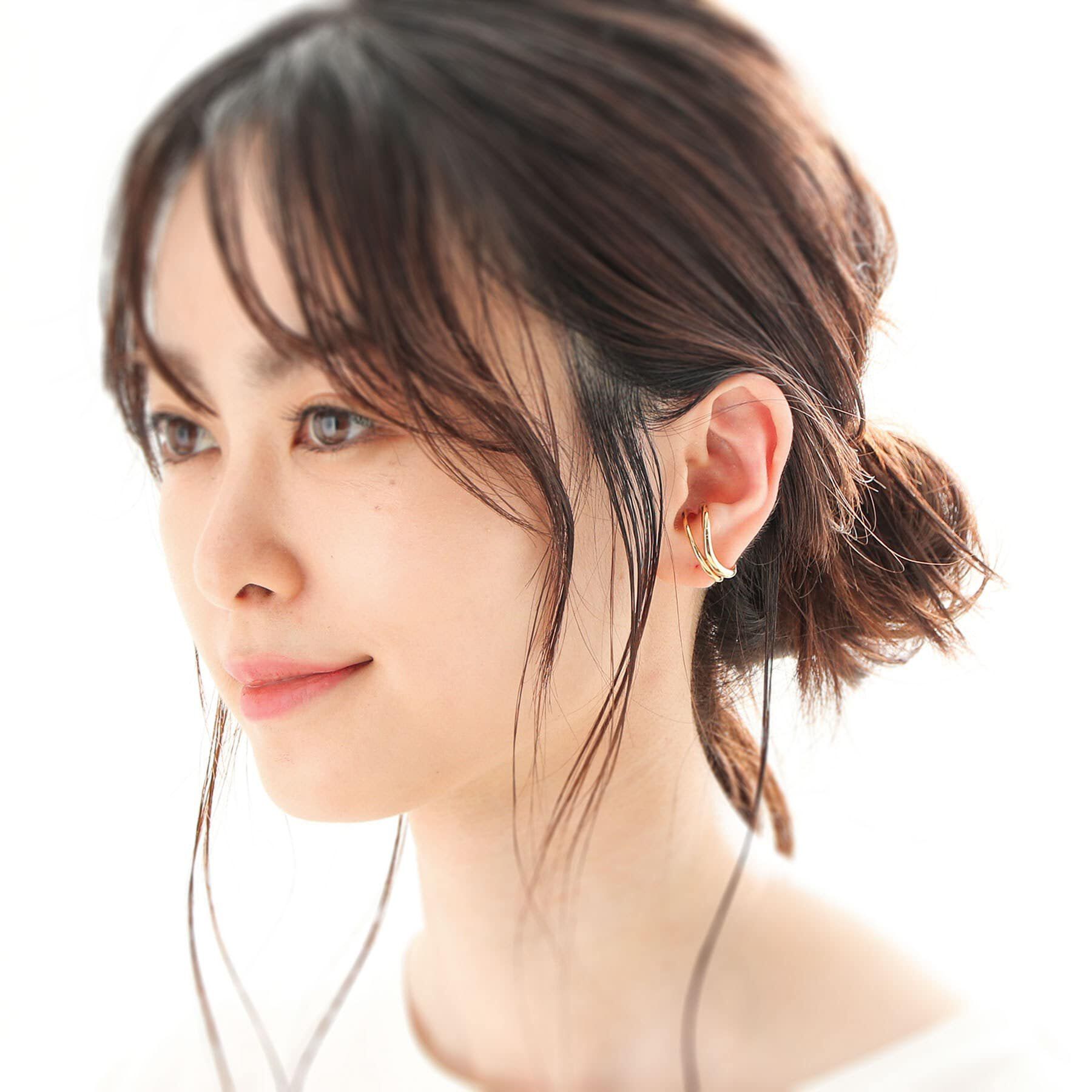 COCOSHNIK「シルバー ダブルフープS字 イヤーカフ」|イヤリング|