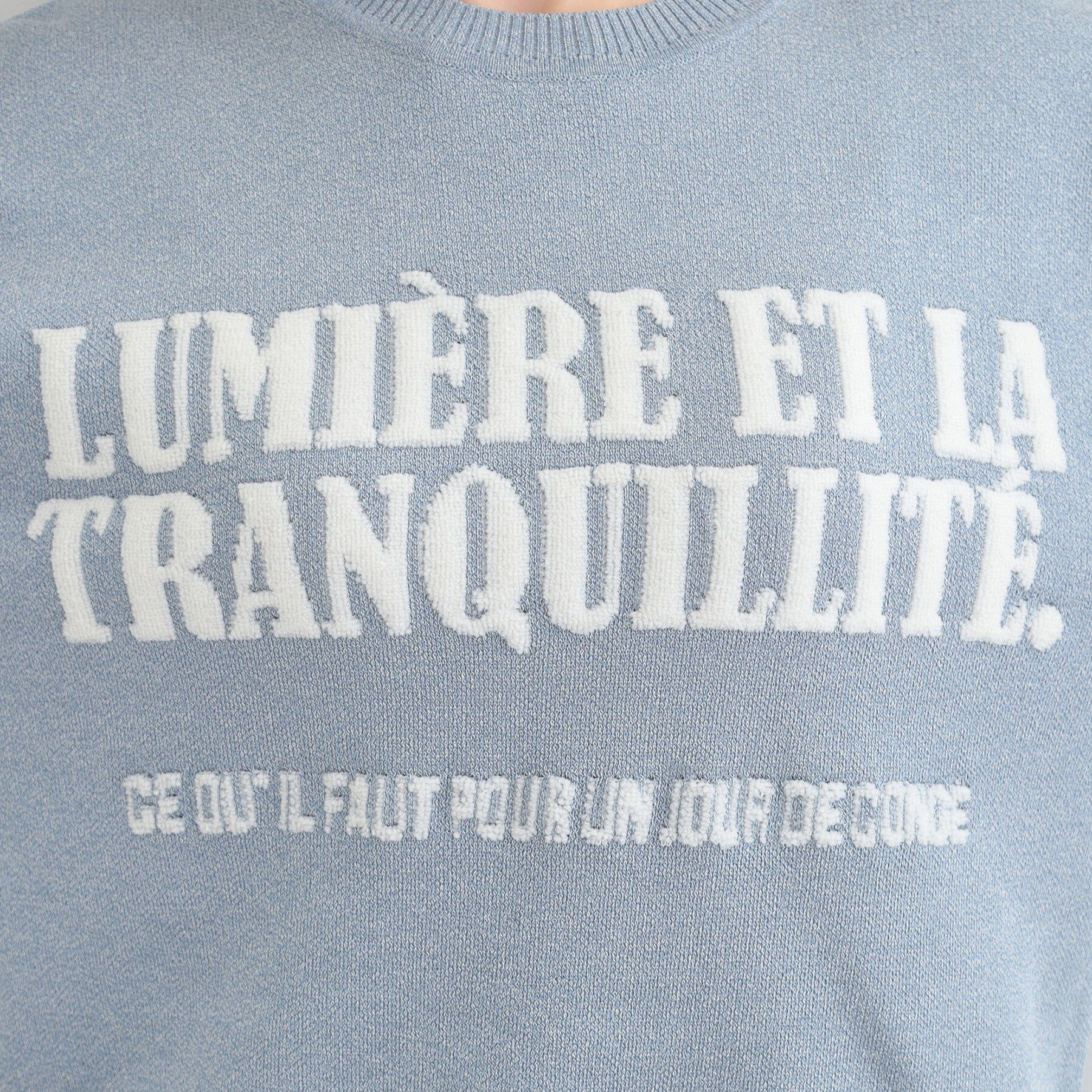 SHOO･LA･RUE「デニム袖切替ロゴニット」|ニット・セーター|