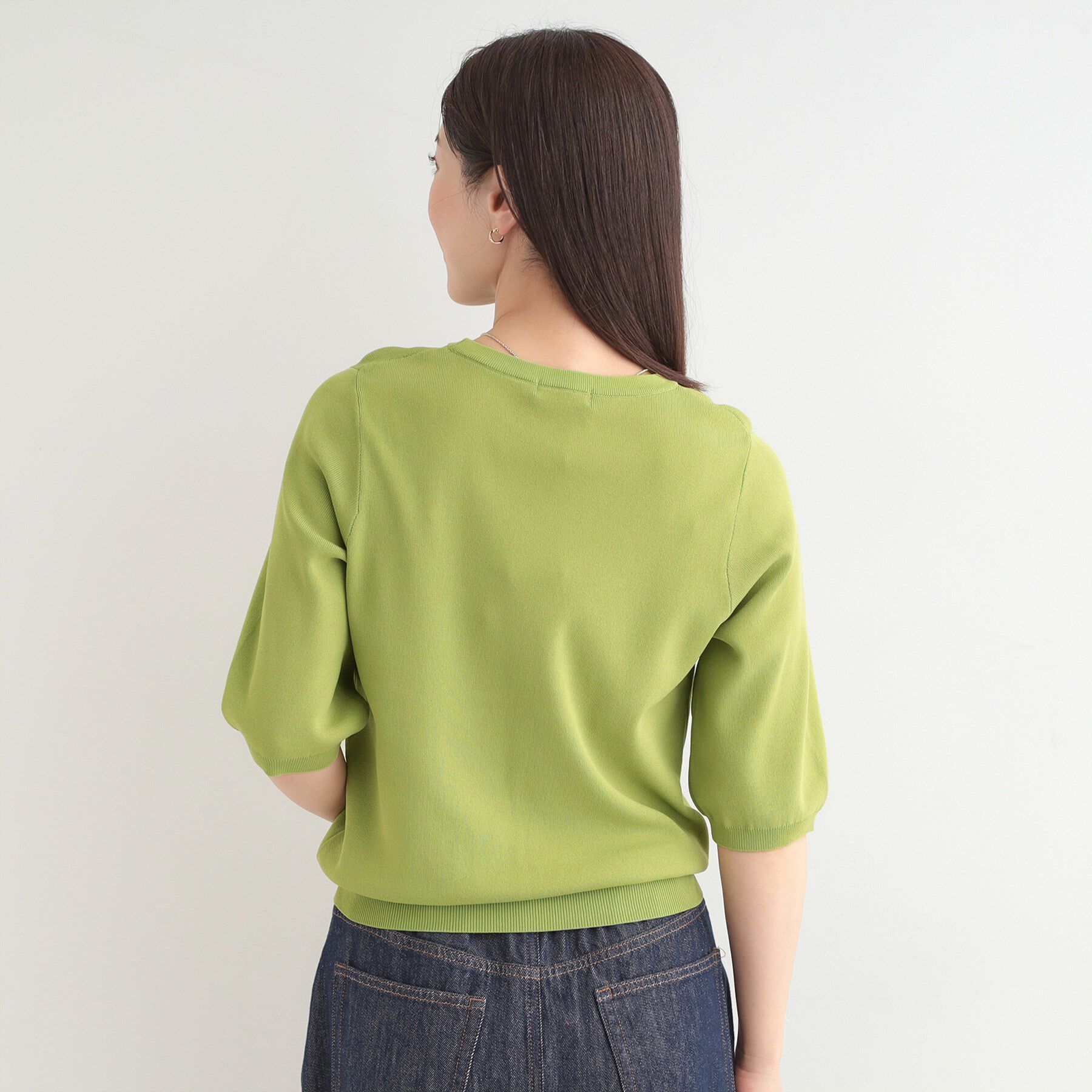 SHOO･LA･RUE「【毎日洗える/S-LL】上半身がすっきり見える　多機能5分袖ニット」|ニット・セーター|