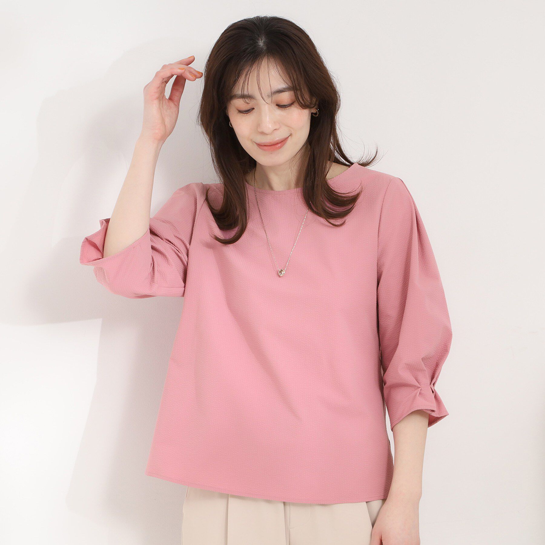 SHOO･LA･RUE「【洗濯機可/UV/3WAY】シルエットが変えられる　サッカーウエストリボンブラウス」|シャツ・ブラウス|