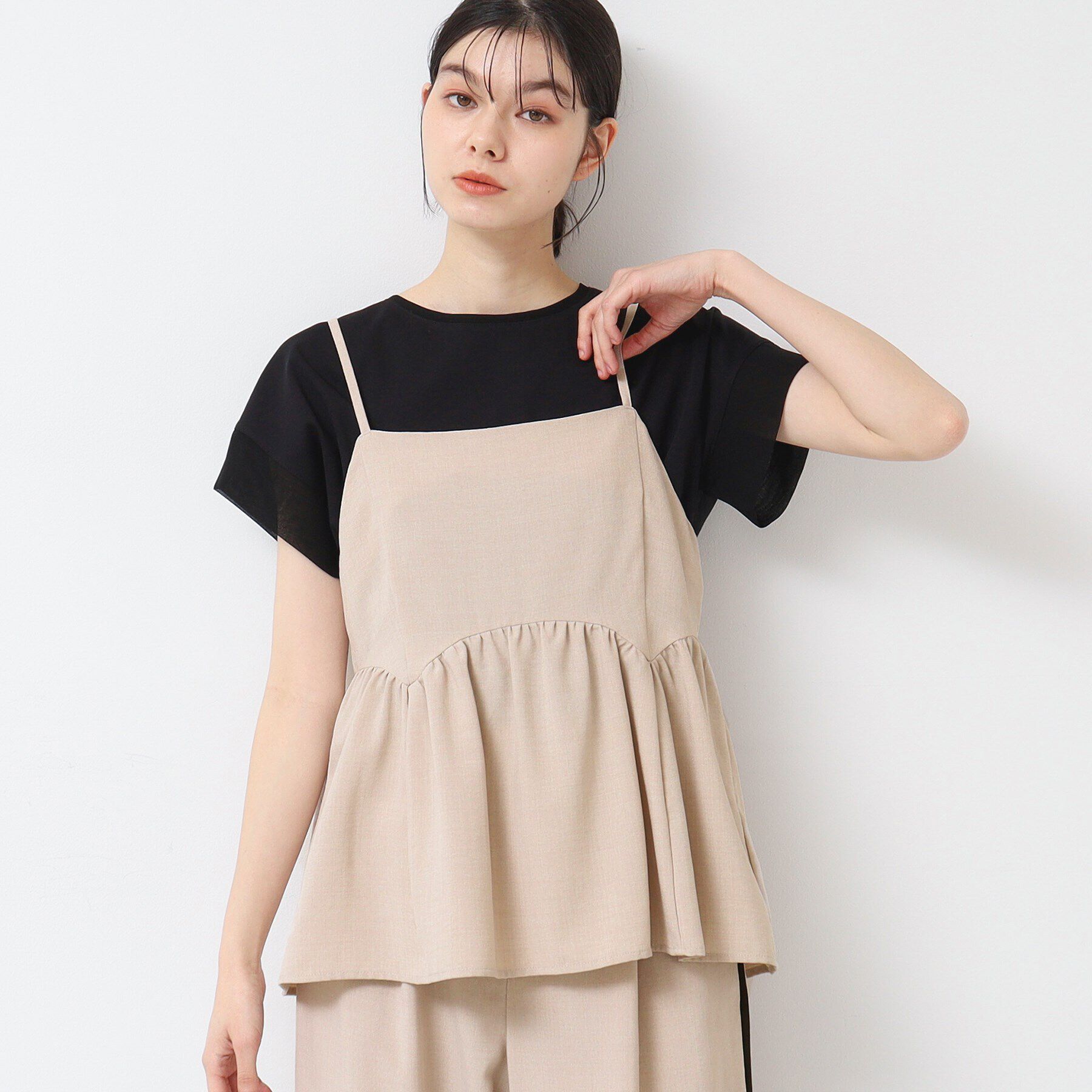 Dessin「【セットアップ可能・洗える】切り替えギャザー入りキャミソール」|キャミソール|