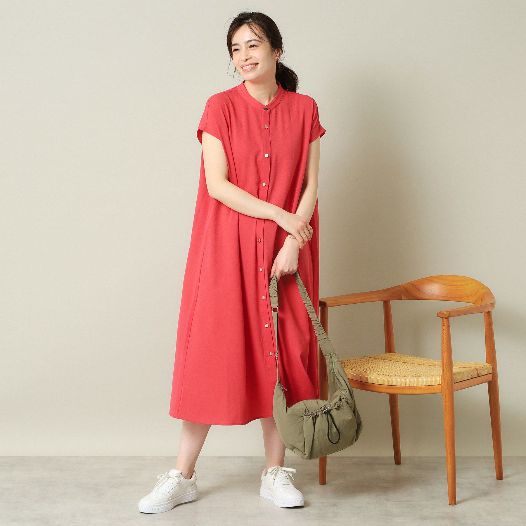 ITS&rsquo;DEMO「【UVケア／吸水速乾／洗濯機OK／冷感】麻調合繊前開きワンピース＜ラク服シリーズ＞」|ワンピース|