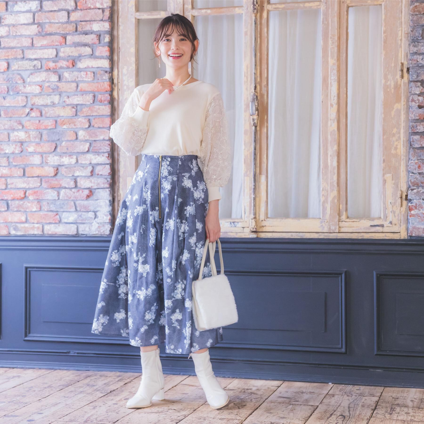 ITS&rsquo;DEMO「【手洗い可】立体レース袖ニット」|ニット・セーター|