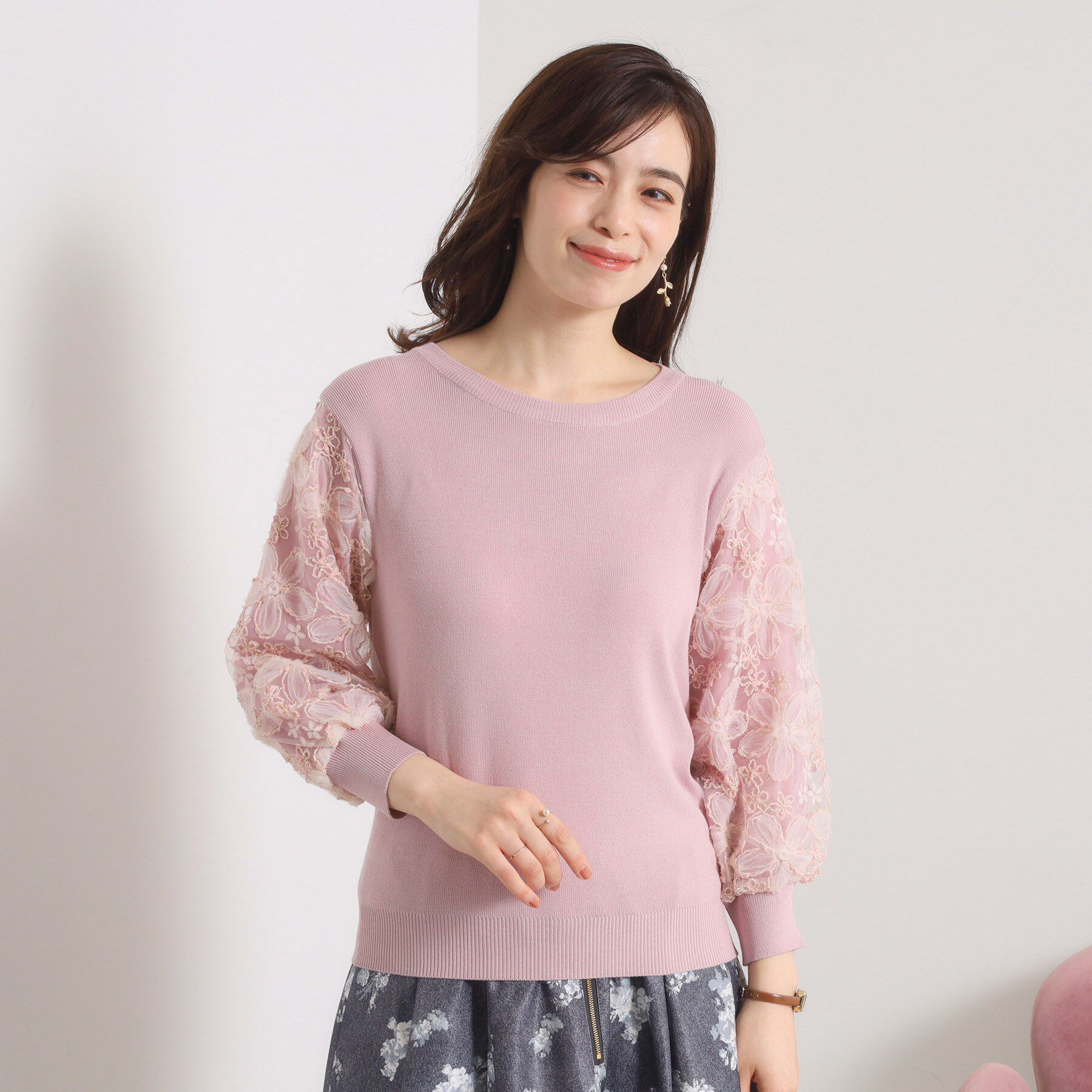 ITS&rsquo;DEMO「【手洗い可】立体レース袖ニット」|ニット・セーター|