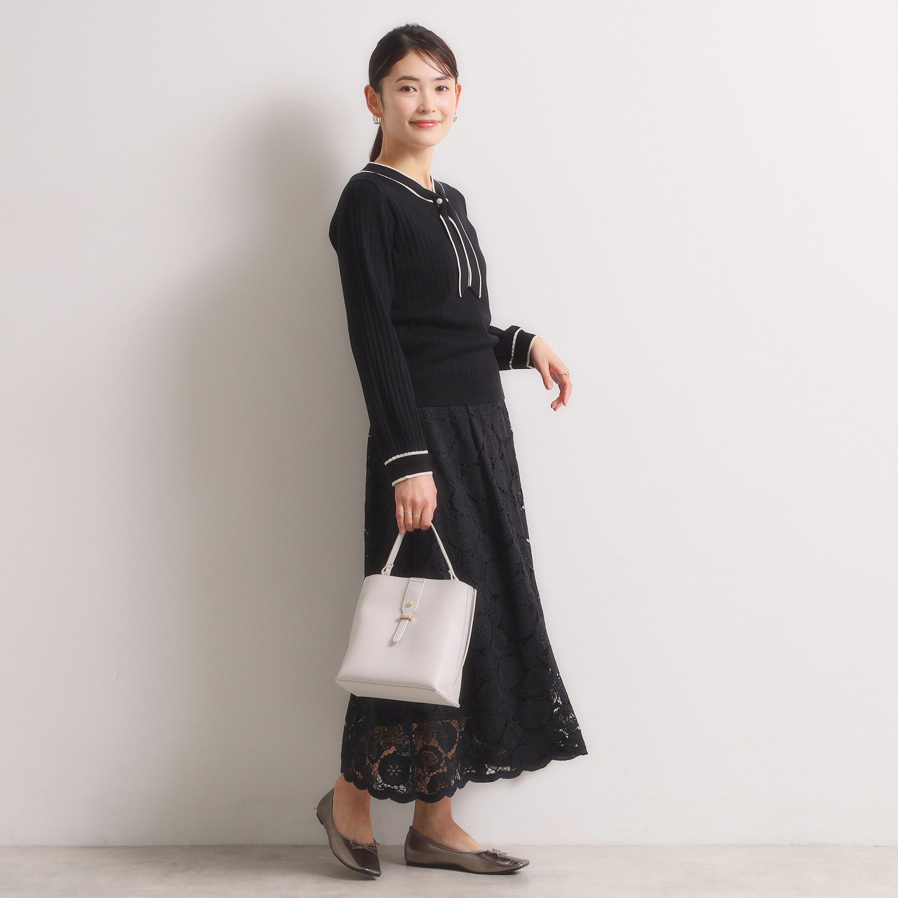 ITS&rsquo;DEMO「【手洗い可】配色ボウタイニット」|ニット・セーター|