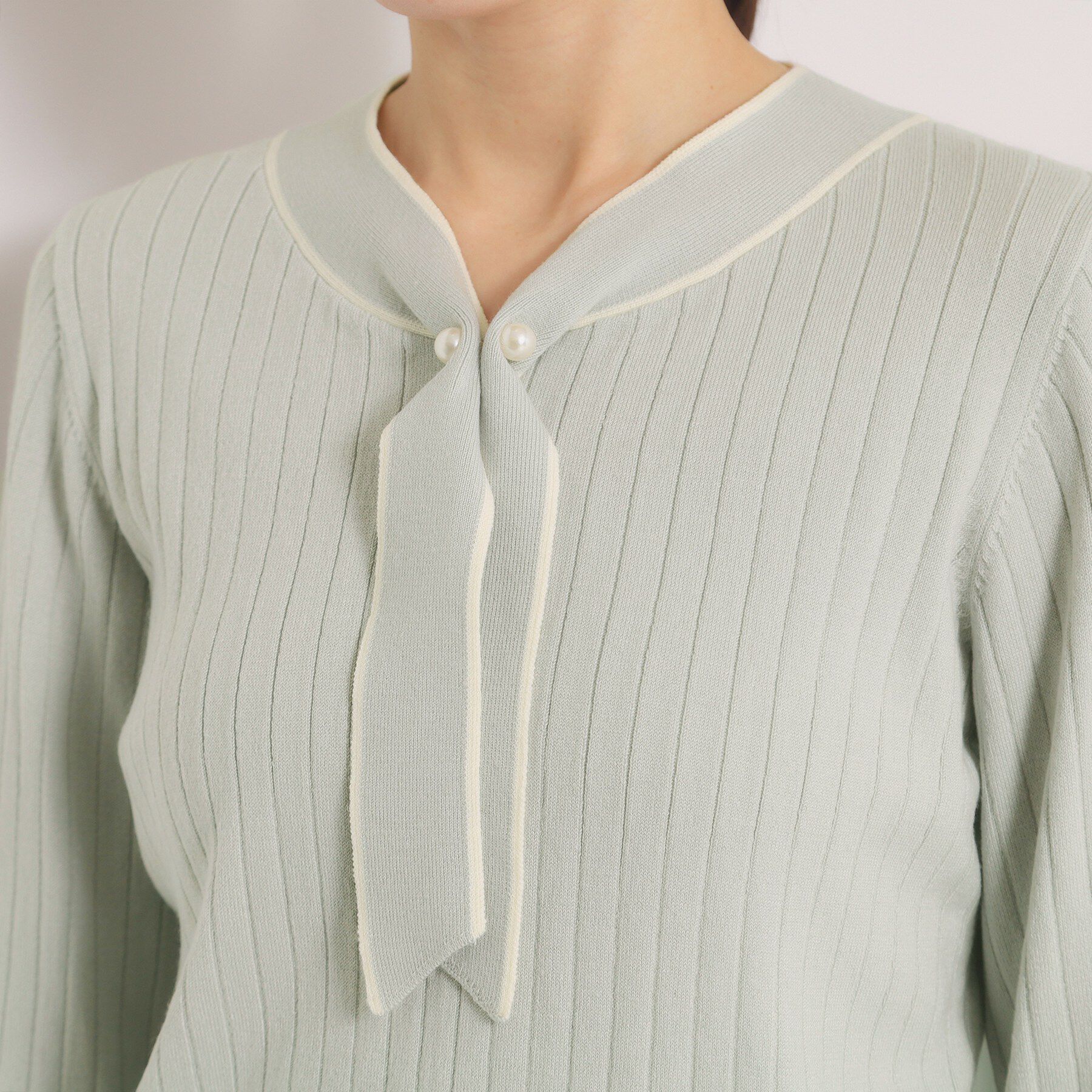 ITS&rsquo;DEMO「【手洗い可】配色ボウタイニット」|ニット・セーター|