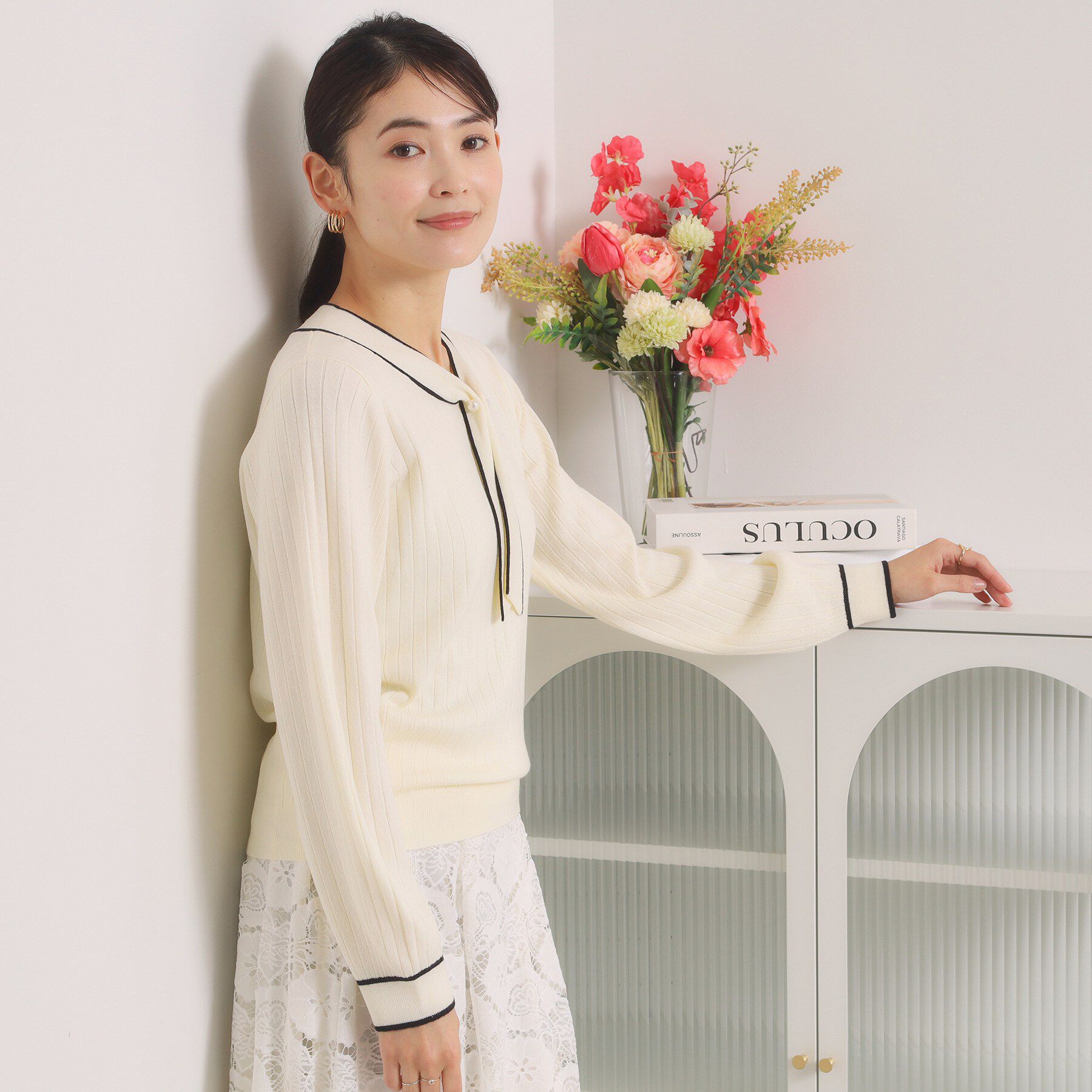 ITS&rsquo;DEMO「【手洗い可】配色ボウタイニット」|ニット・セーター|