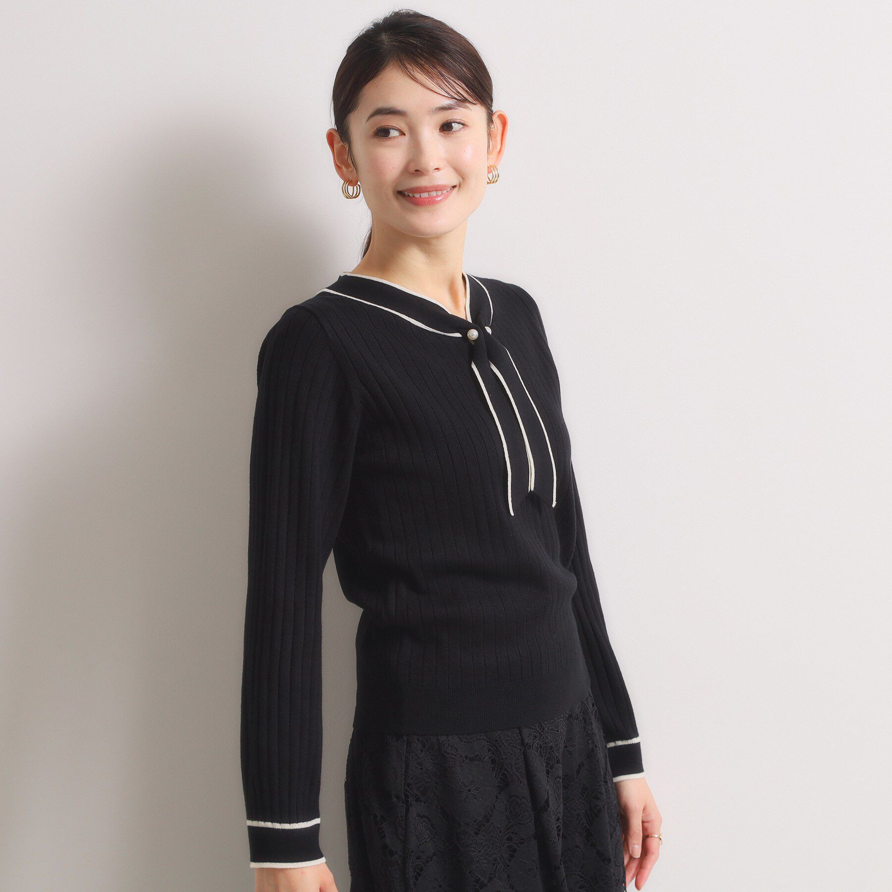 ITS&rsquo;DEMO「【手洗い可】配色ボウタイニット」|ニット・セーター|