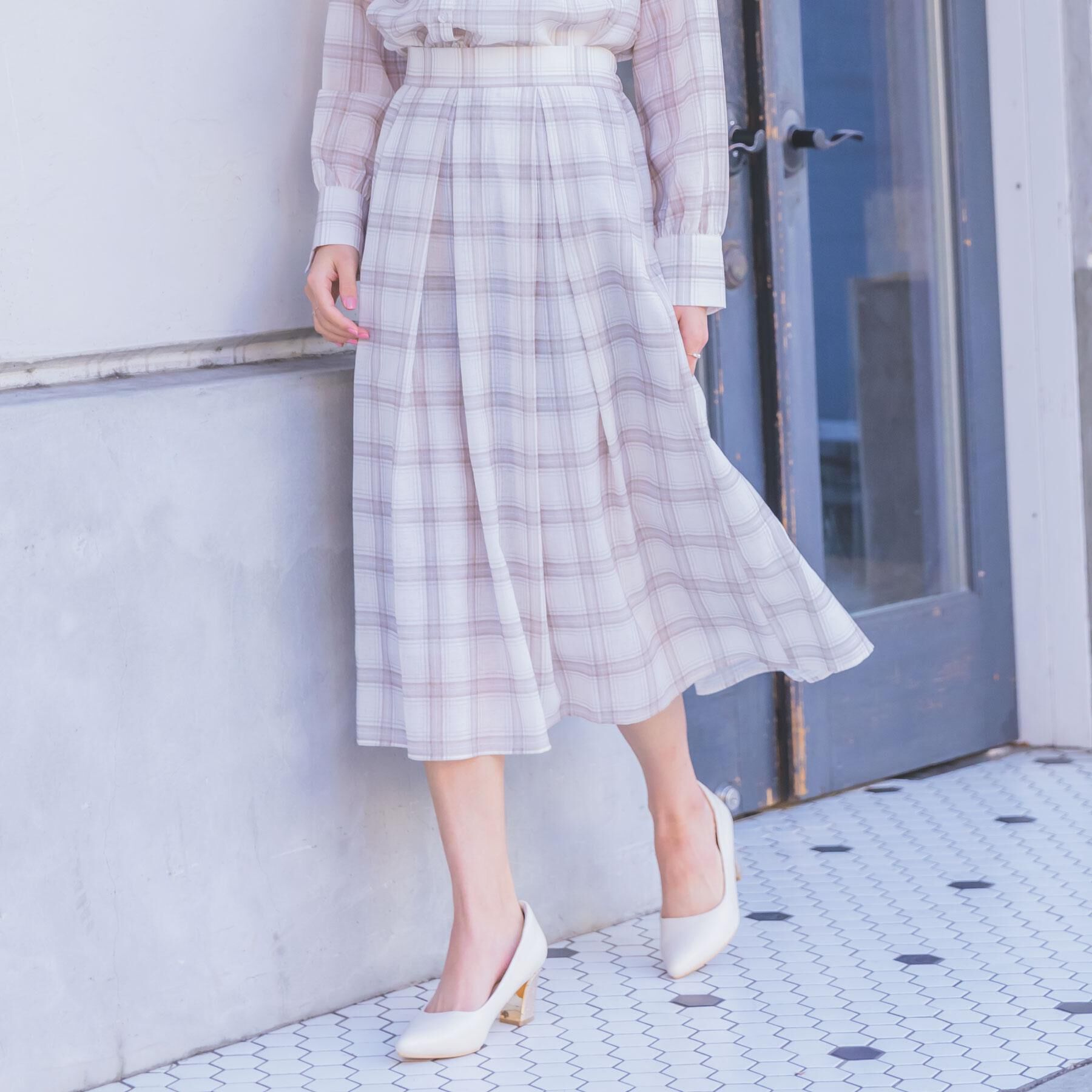 ITS&rsquo;DEMO「【セットアップ可／手洗い可】シアーチェックスカート」|スカート|