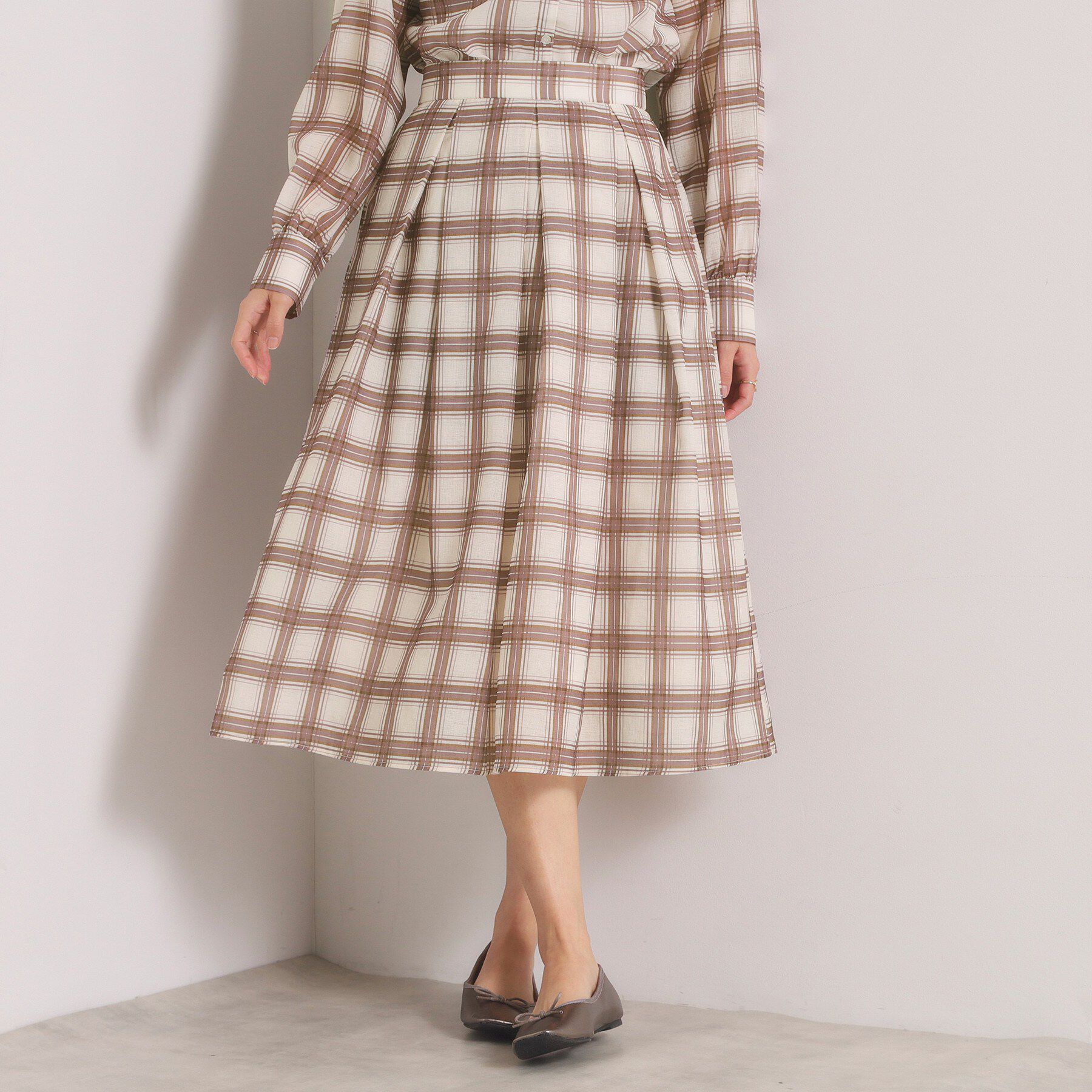 ITS&rsquo;DEMO「【セットアップ可／手洗い可】シアーチェックスカート」|スカート|