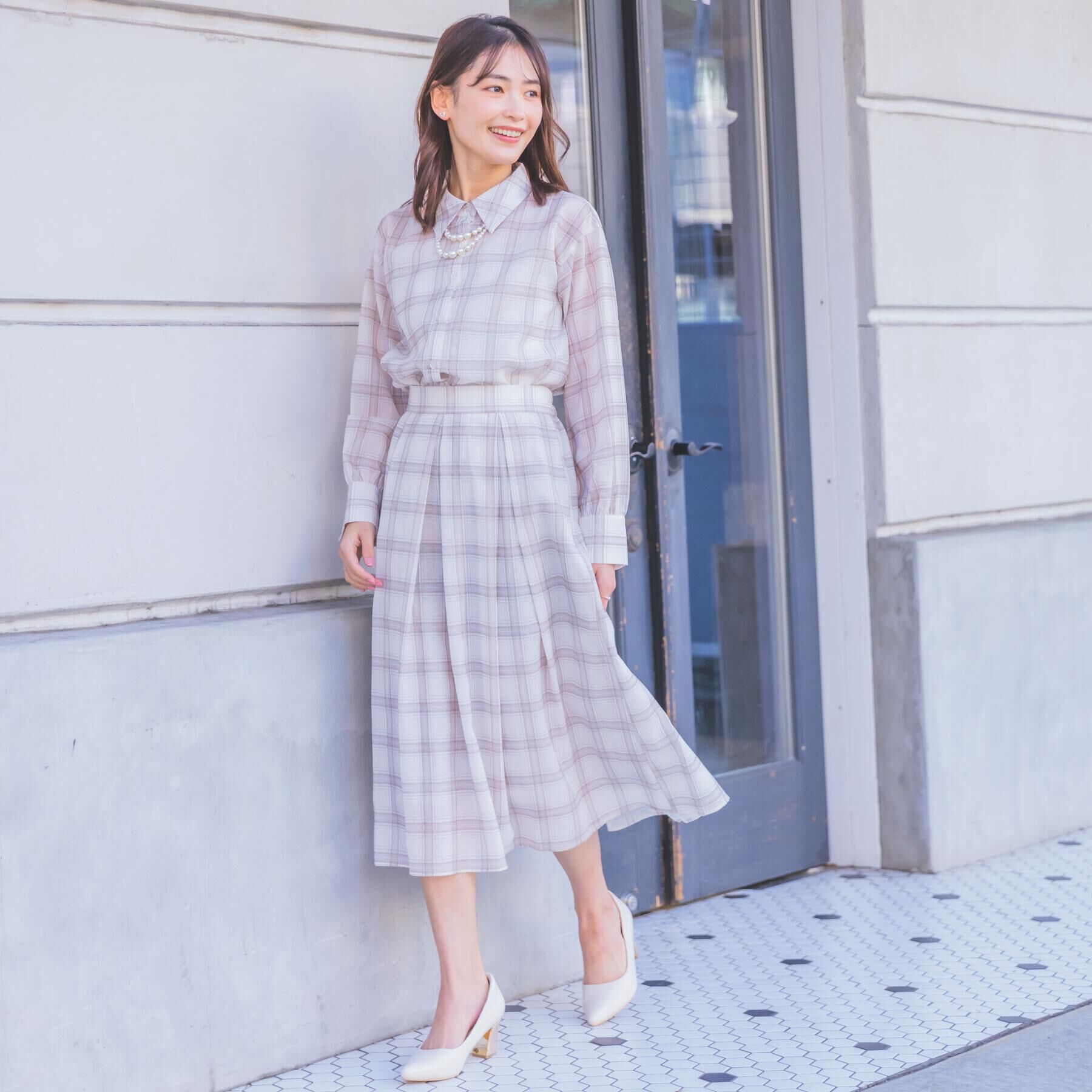 ITS&rsquo;DEMO「【セットアップ可／手洗い可】シアーチェックスカート」|スカート|