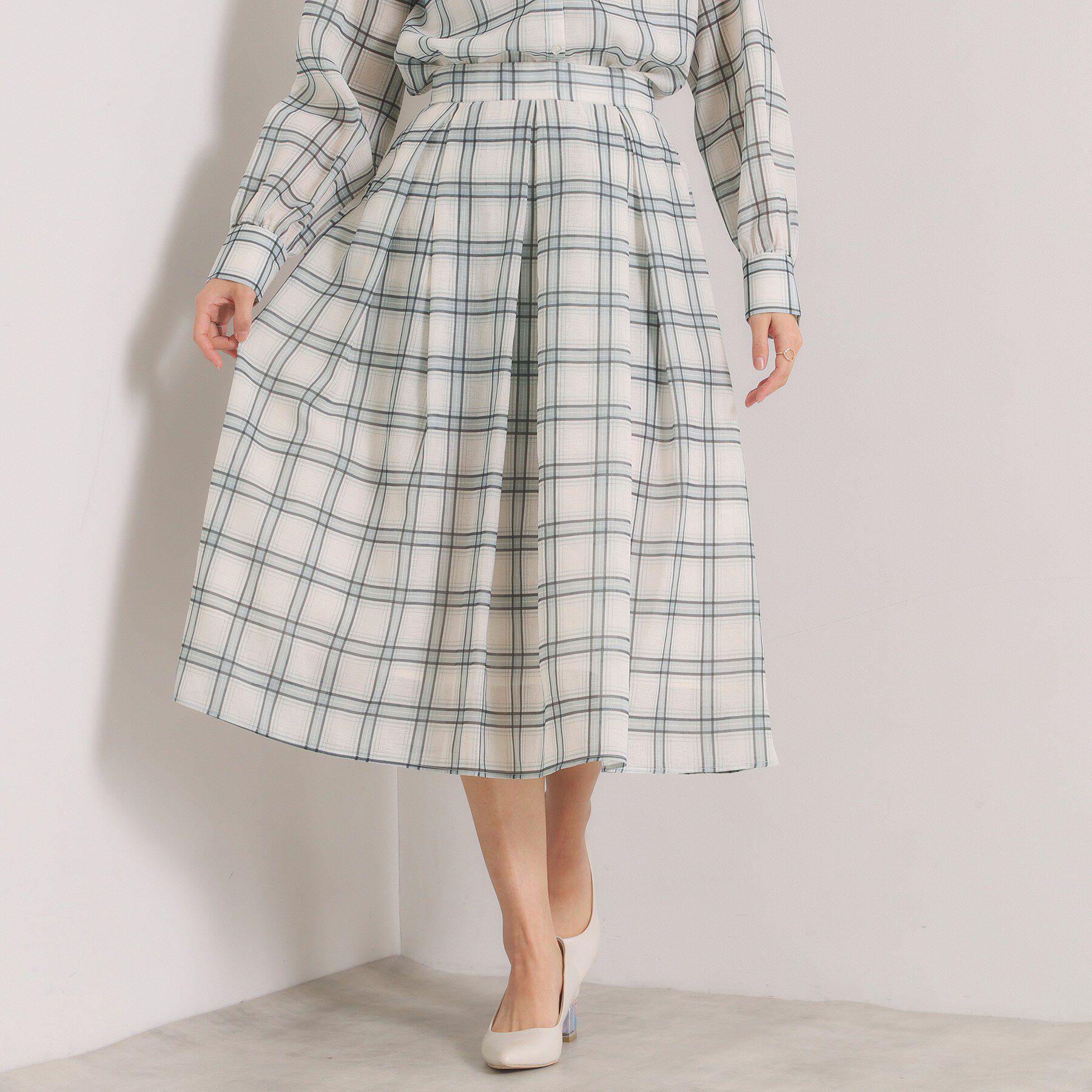 ITS&rsquo;DEMO「【セットアップ可／手洗い可】シアーチェックスカート」|スカート|