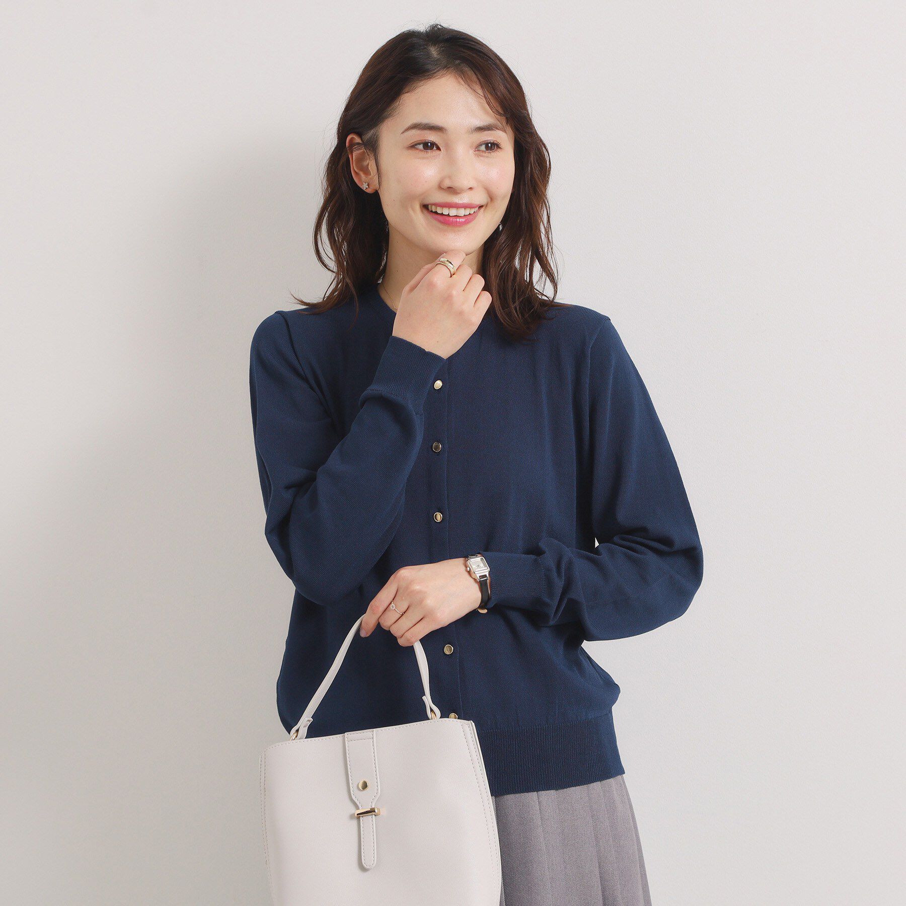 ITS&rsquo;DEMO「【UVカット／毛玉防止／手洗い可】クルーネックニットカーディガン」|カーディガン|