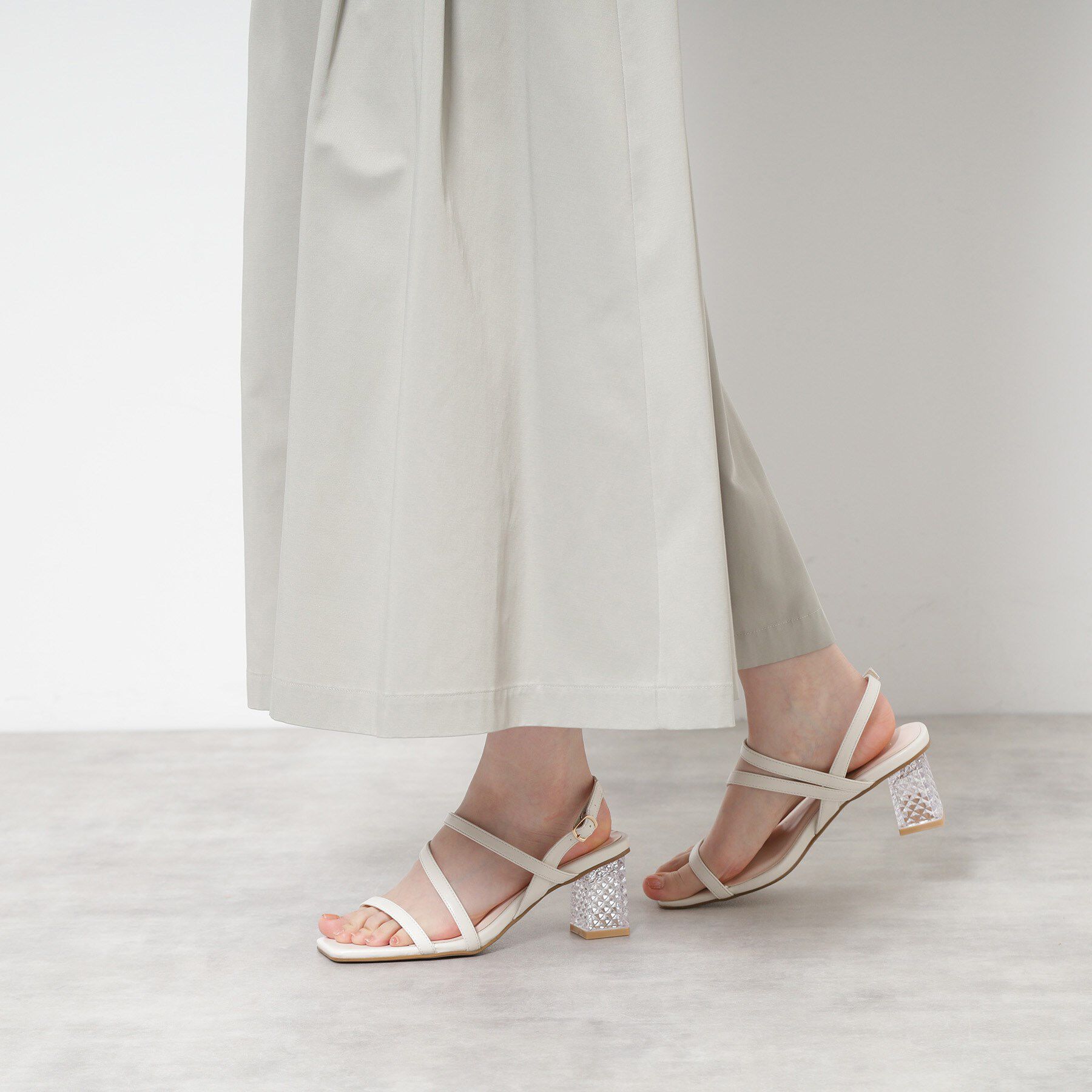 ESPERANZA「キルティングクリアヒールサンダル」|サンダル|