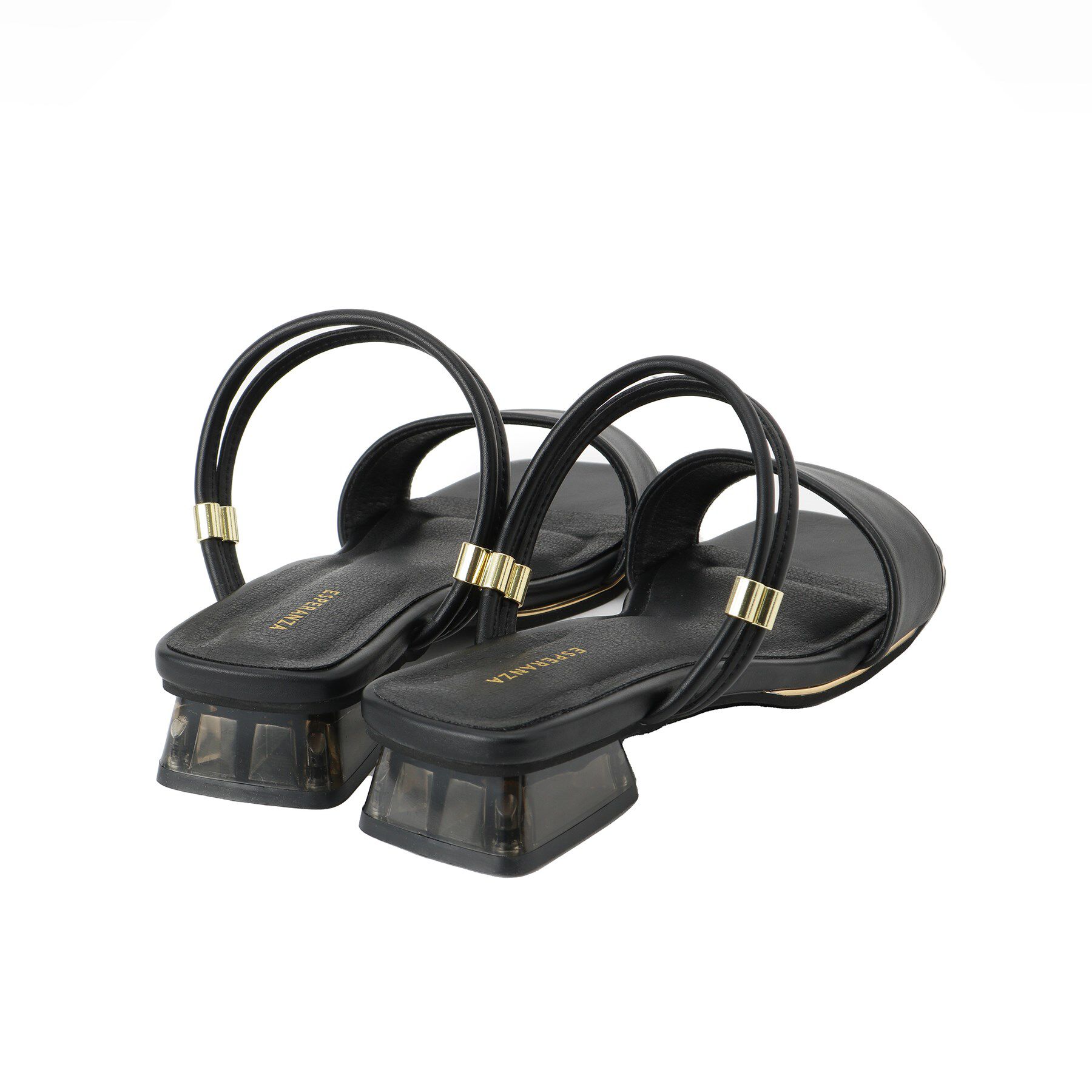 ESPERANZA「スクエアトゥクリアローヒールサンダル」|サンダル|