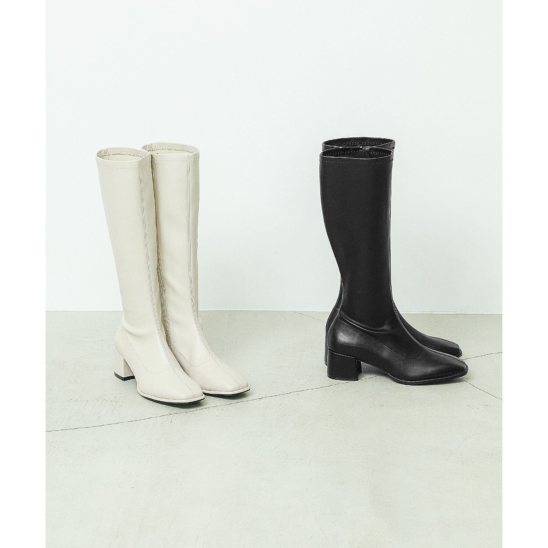 ESPERANZA「スクエアトゥロングブーツ【ロングセラー／歩きやすい／ローヒール／ストレッチ／サイドジップ／着脱簡単／」|ショートブーツ|