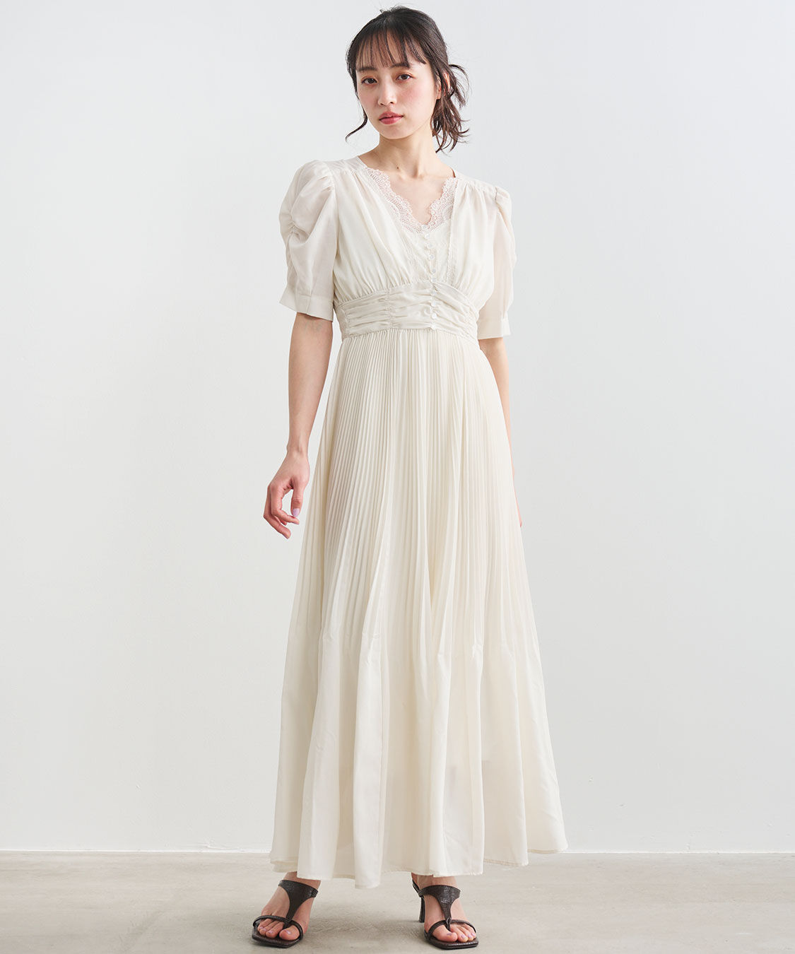 COCO DEAL「レースディテールプリーツワンピース」|ワンピース|