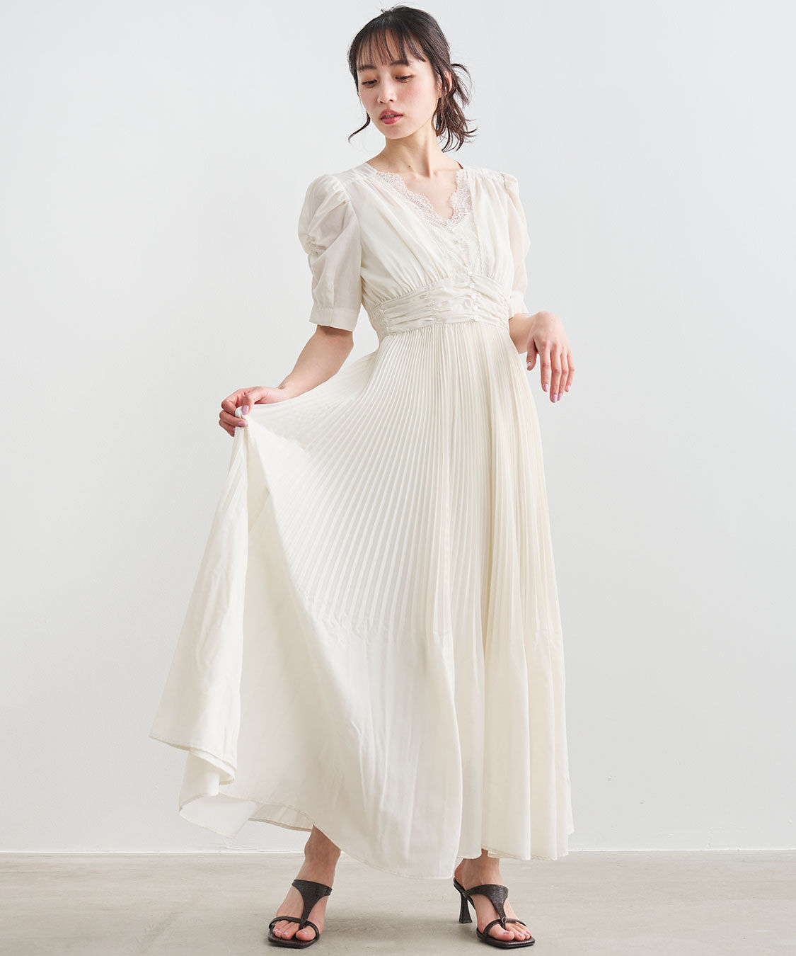 COCO DEAL「レースディテールプリーツワンピース」|ワンピース|