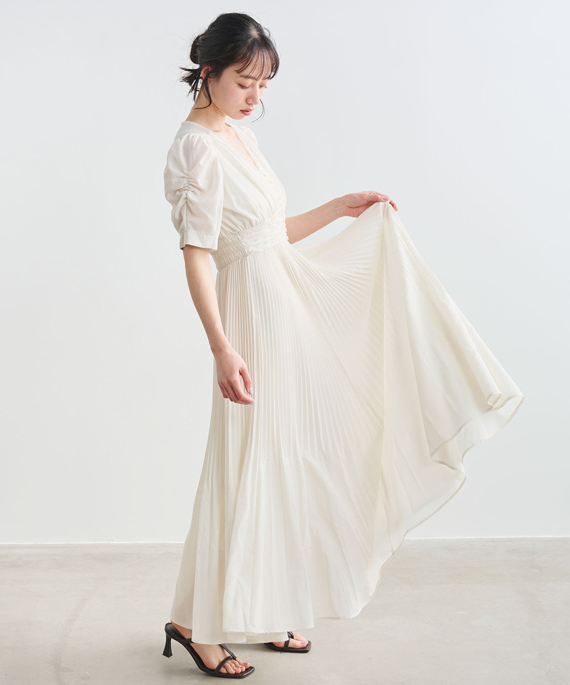 COCO DEAL「レースディテールプリーツワンピース」|ワンピース|