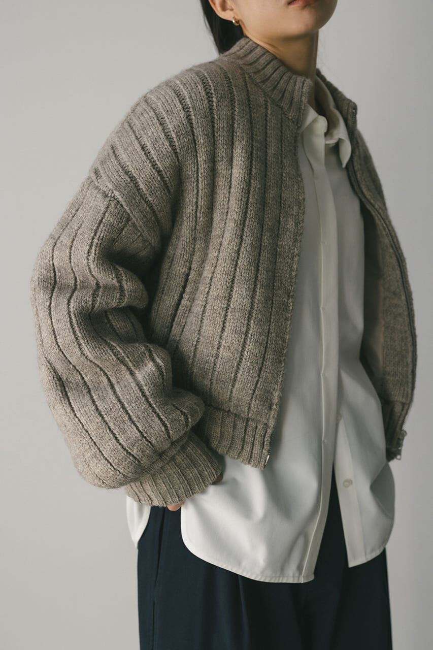 STYLEMIXER「パッファーニットジップカーデ」|カーディガン|