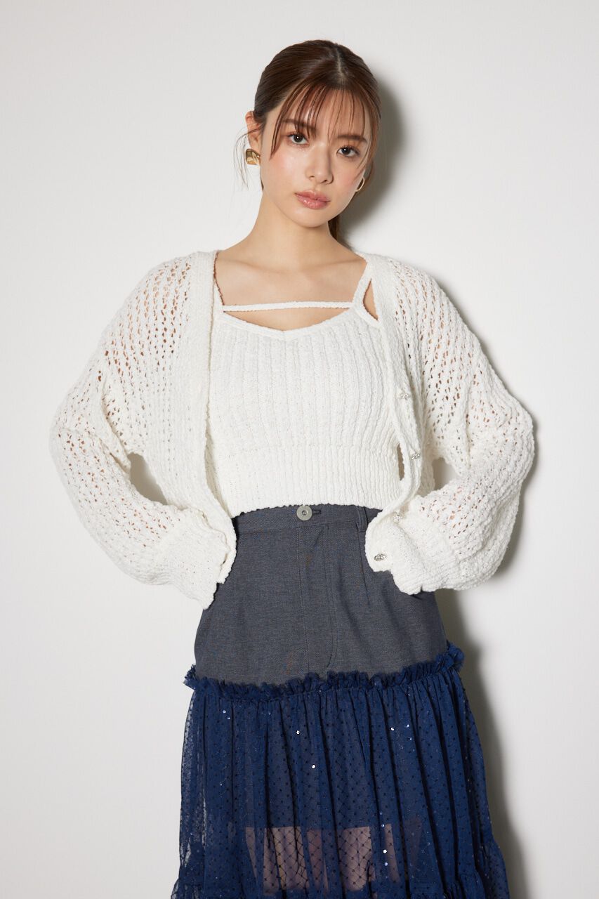 rienda「ビジューニットカーディガン」|カーディガン|